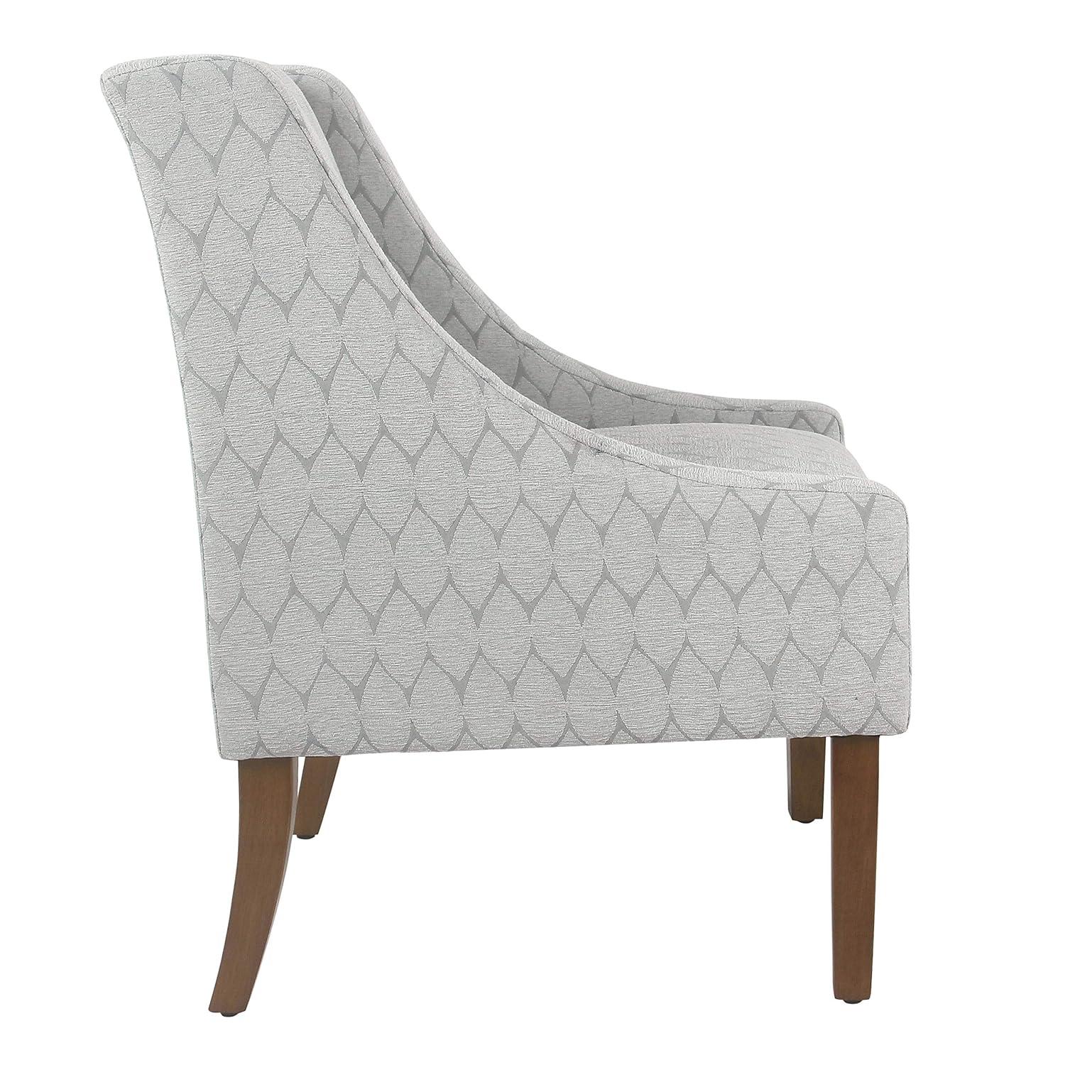HomePop Modern Swoop Arm Accent Chair, Gray Leaf