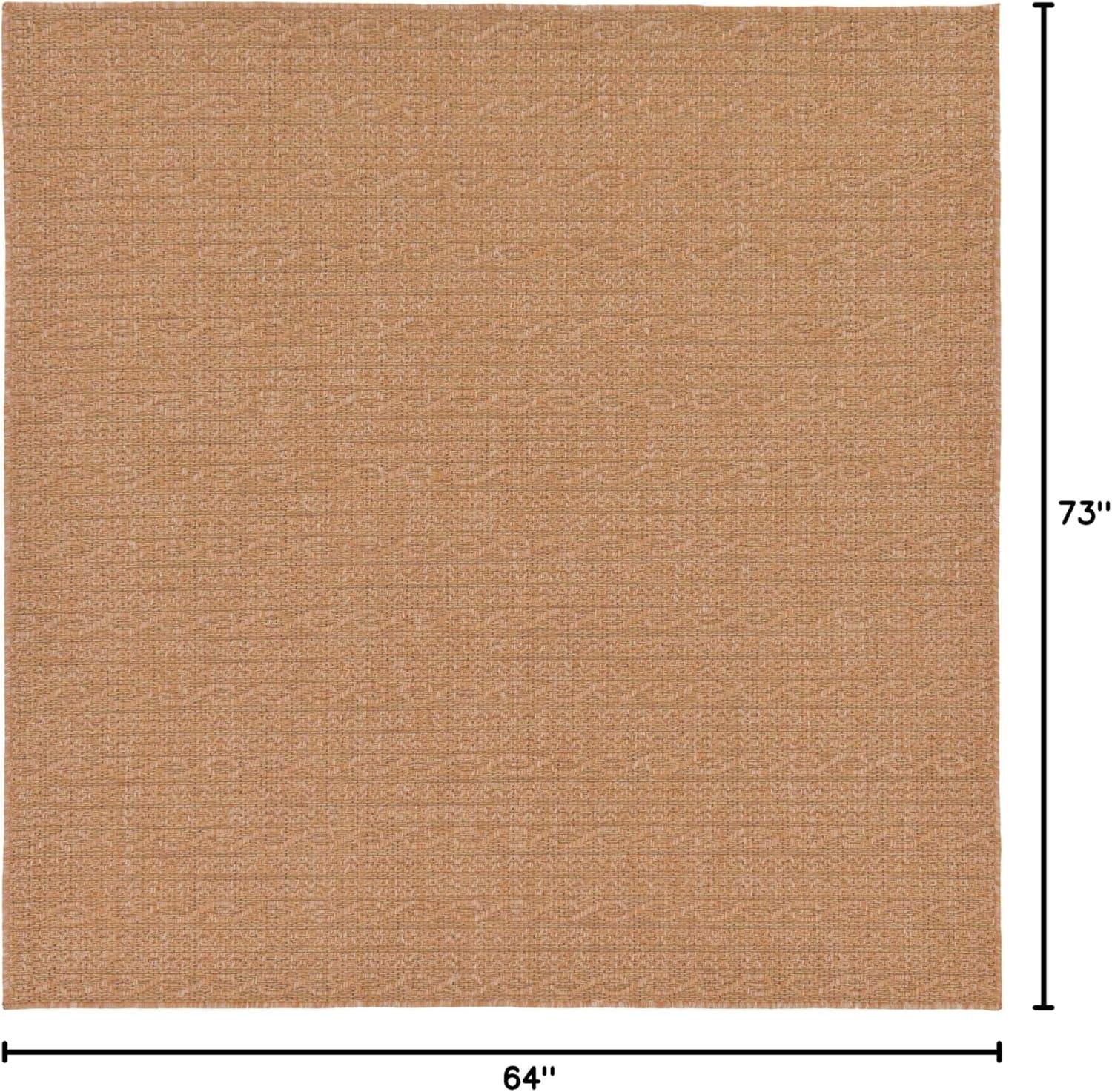 Unique Loom 6' 1 x 6' 1 Square Light Brown Outdoor Modern Links Area Rug