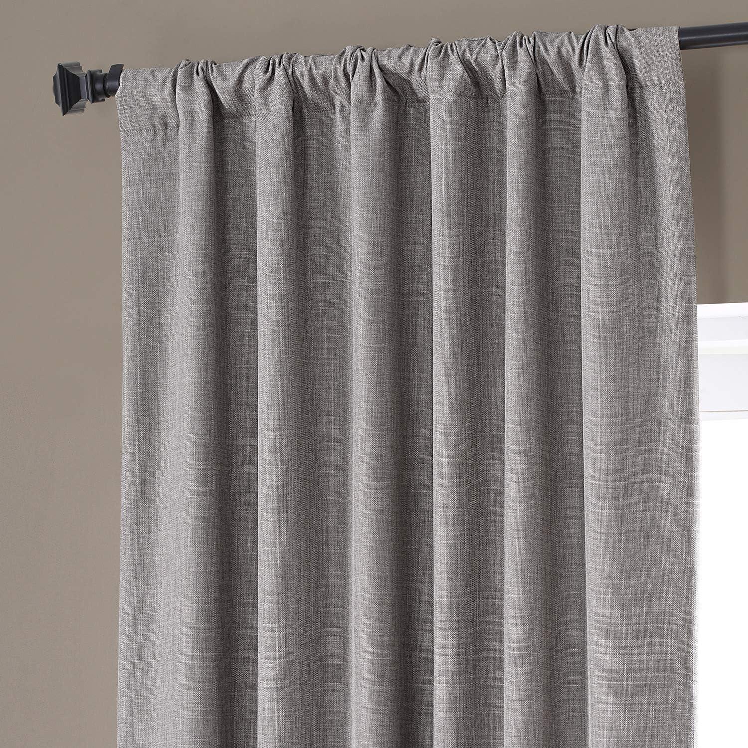 Signature Destination Slate Faux Linen Blackout Curtain (1 Panel), Destination Slate, 50W X 96L