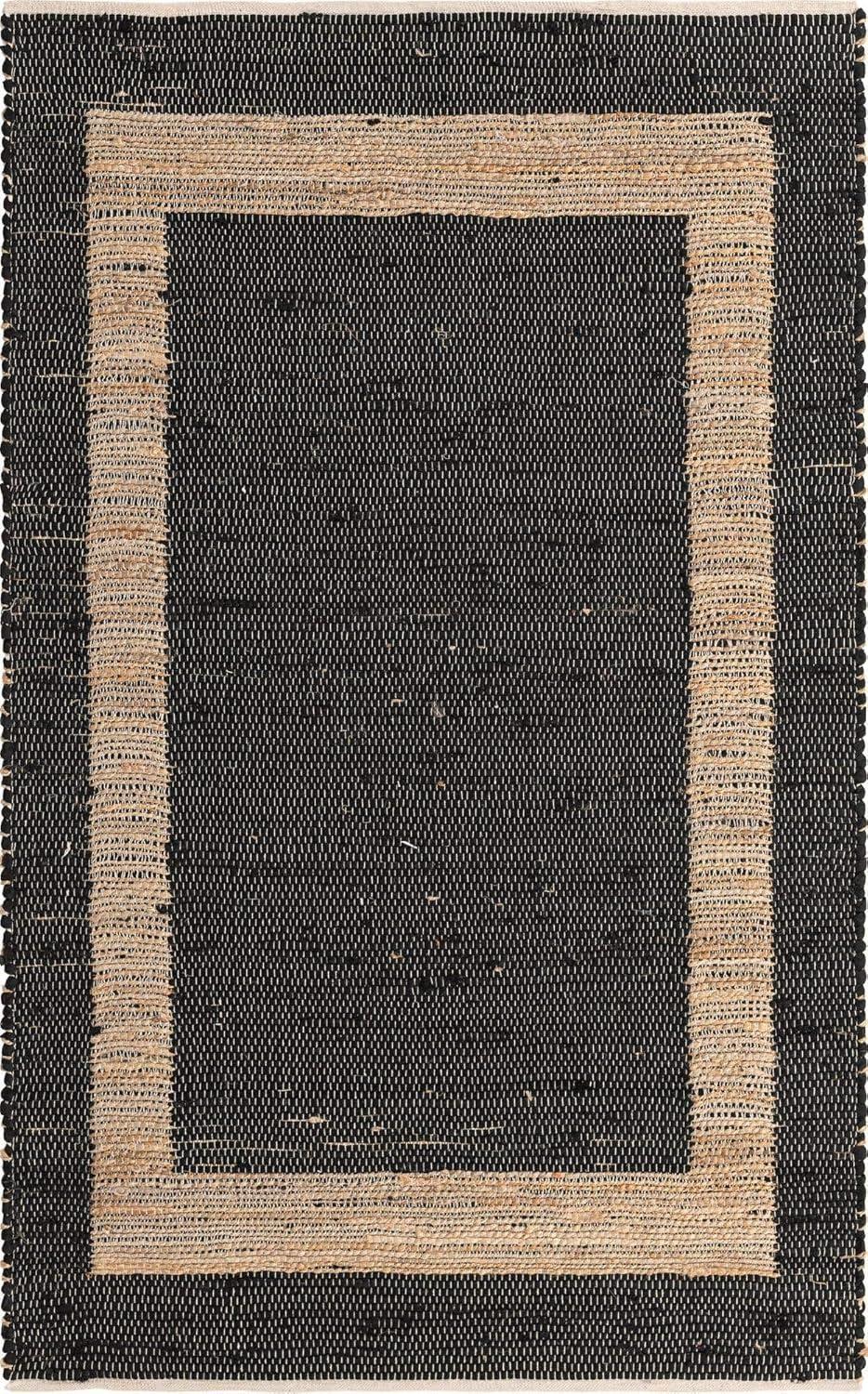 Unique Loom Chindi Jute Border Indoor Hand Made Area Rug