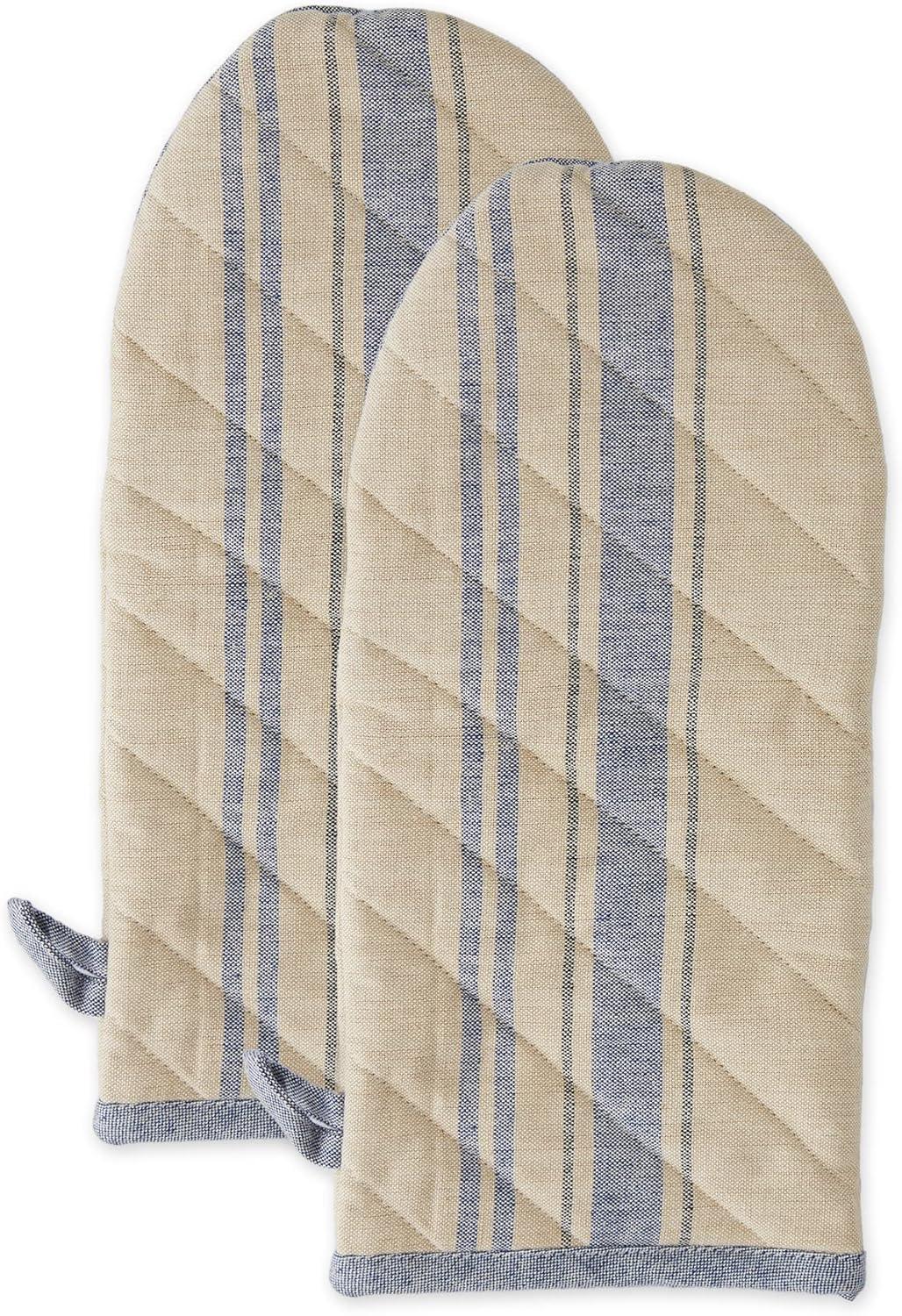 Design Imports CAMZ36487 Nautical Blue French Stripe Oven Mitt - Set of 2