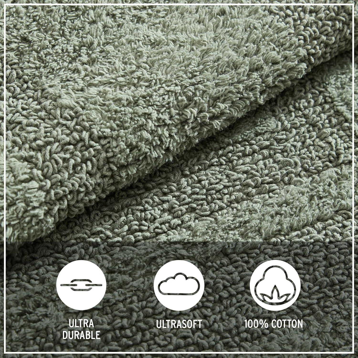 Logan Olive Green Cotton Reversible 2-Piece Bath Rug Set