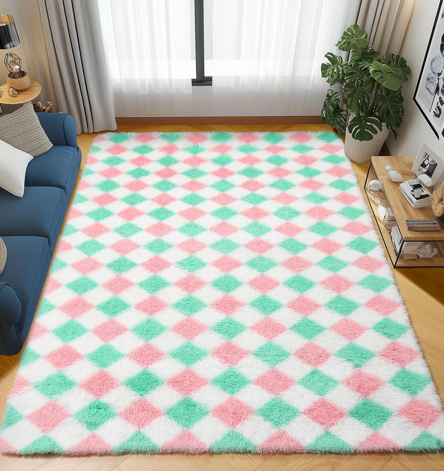 Luxe Weavers Checkered Black and White Geometric 8x10 Indoor Area Rug