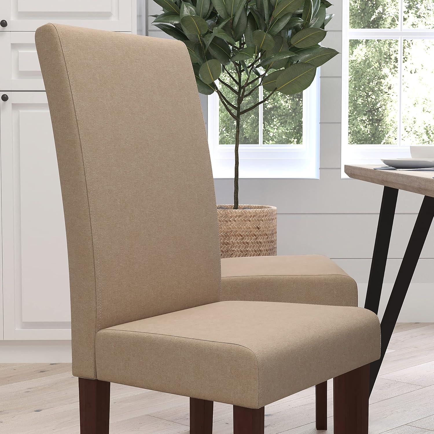 Merrick Lane Mid-Century Panel Back Parsons Accent Dining Chair