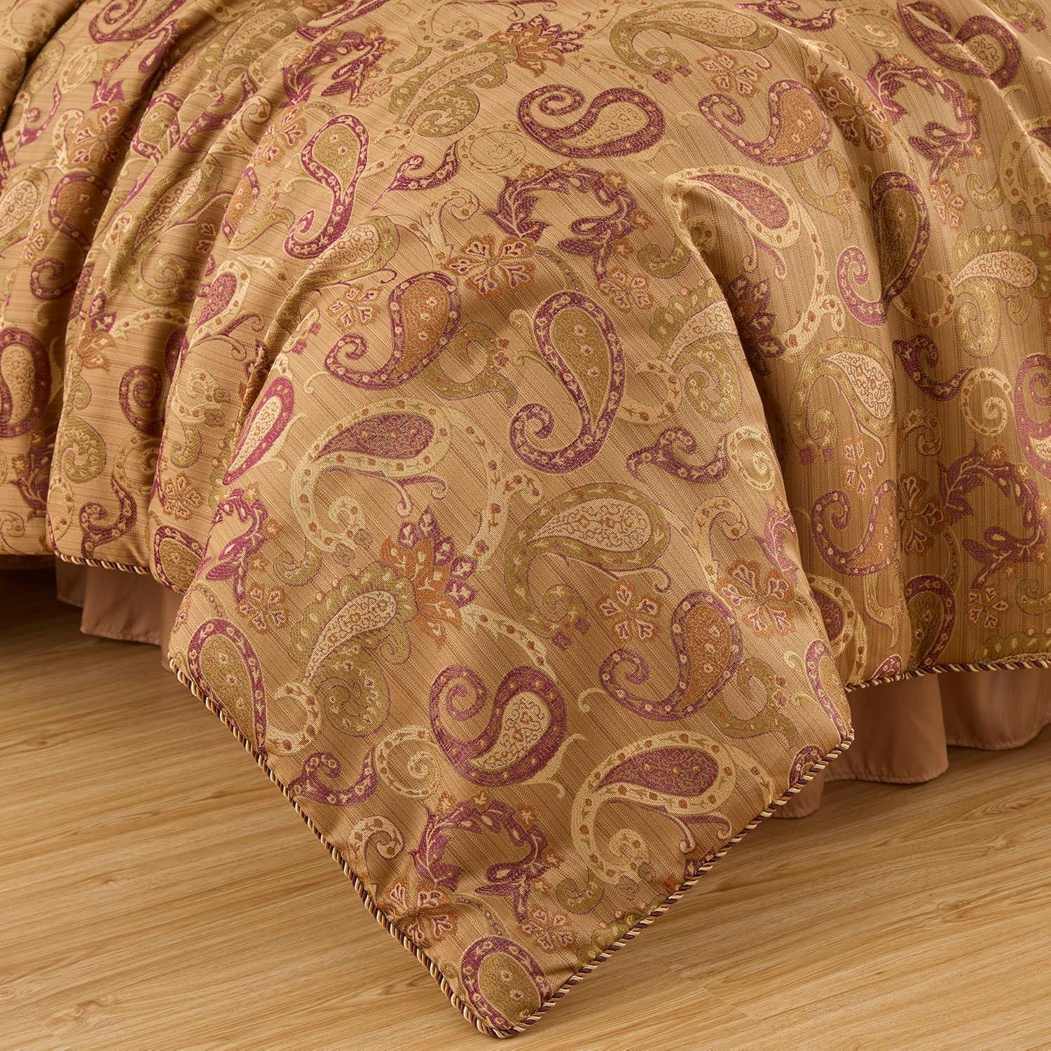 Chezmoi Collection Adelle 7-Piece Multi-Color Paisley Jacquard Comforter Set, King