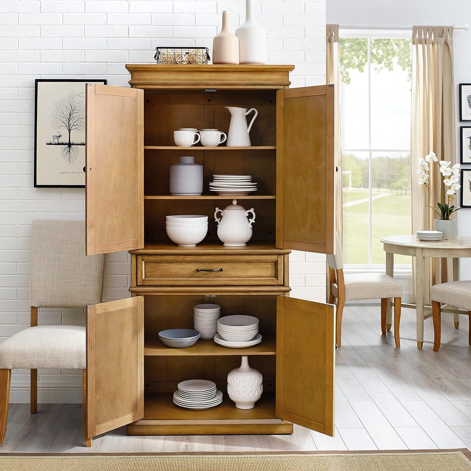 Parsons Pantry Storage Wood/Mahogany - Crosley: Adjustable Shelving, Drawer, Traditional Style