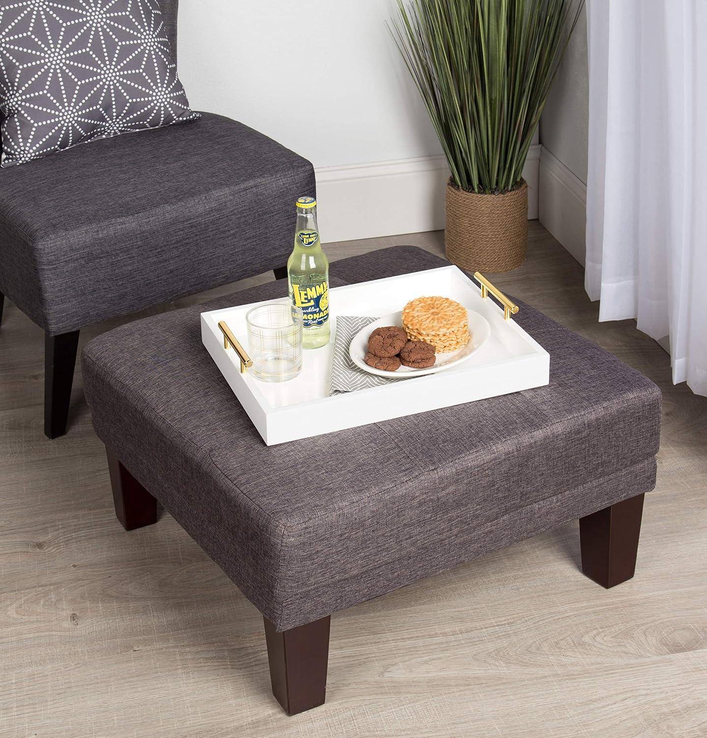 Kate and Laurel Lipton Tray, 16.5x12.25, White and Gold