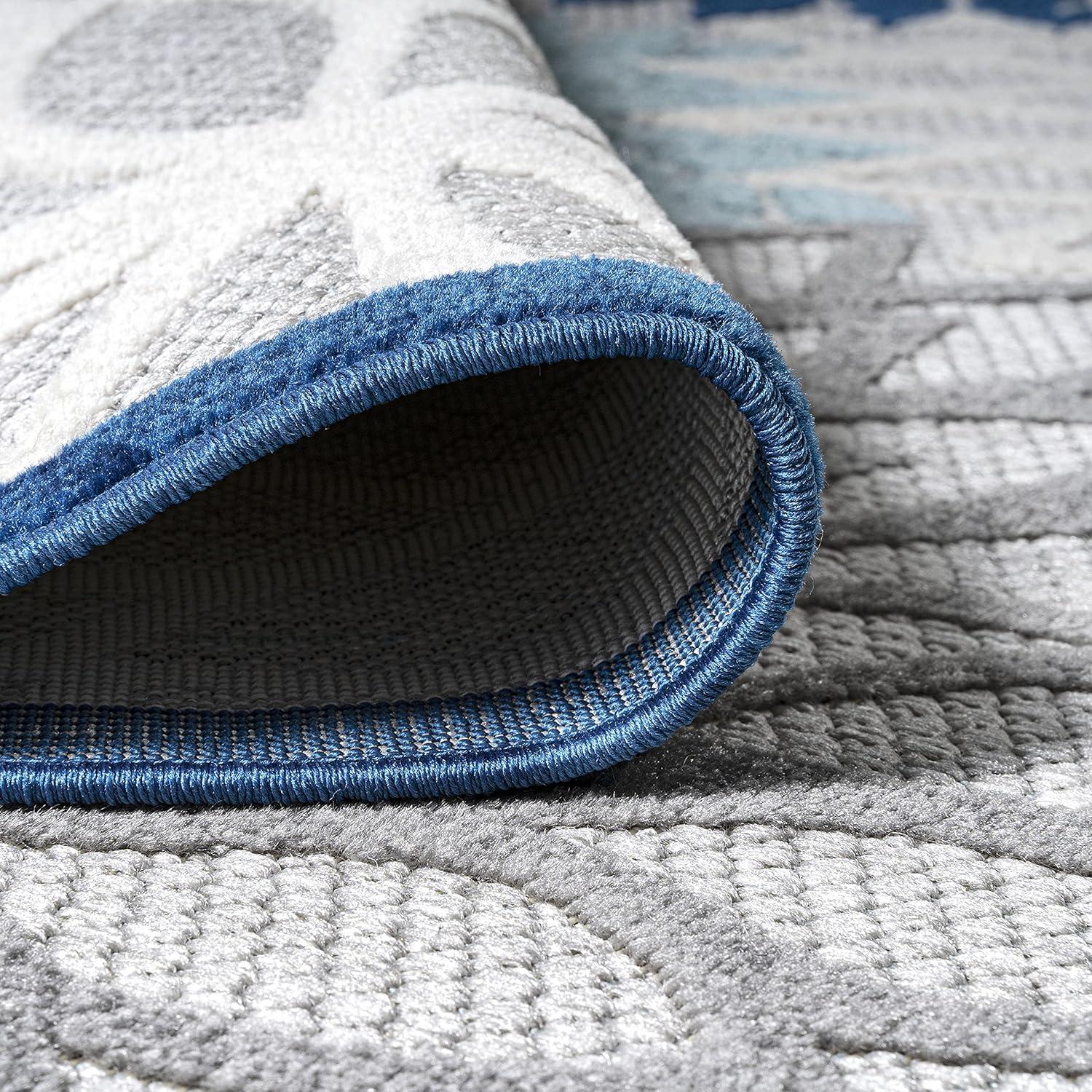 4'x6' Minori Floral Indoor/Outdoor Area Rug, Blue/Gray - JONATHAN Y