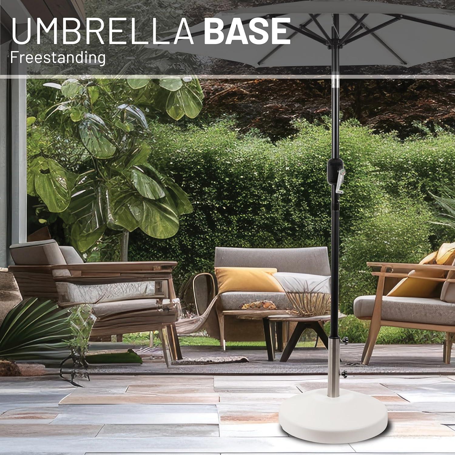 White Corrosion-Resistant Steel Wheeled Parasol Base