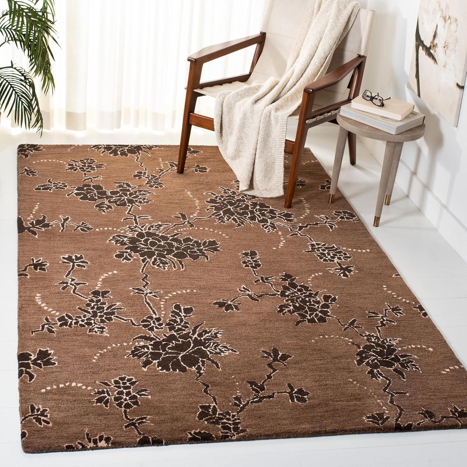 SAFAVIEH Soho Anabel Floral Wool Area Rug, Brown, 3'6" x 5'6"