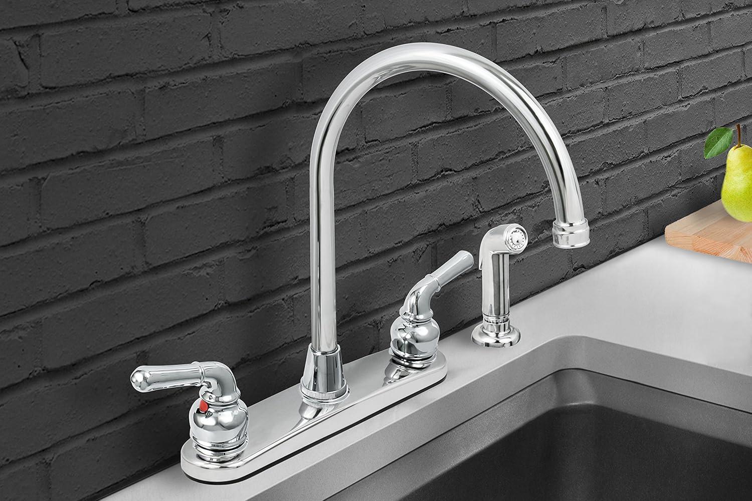 Everflow Lead Free Two-Handle Kitchen Faucet with Spray, Chrome