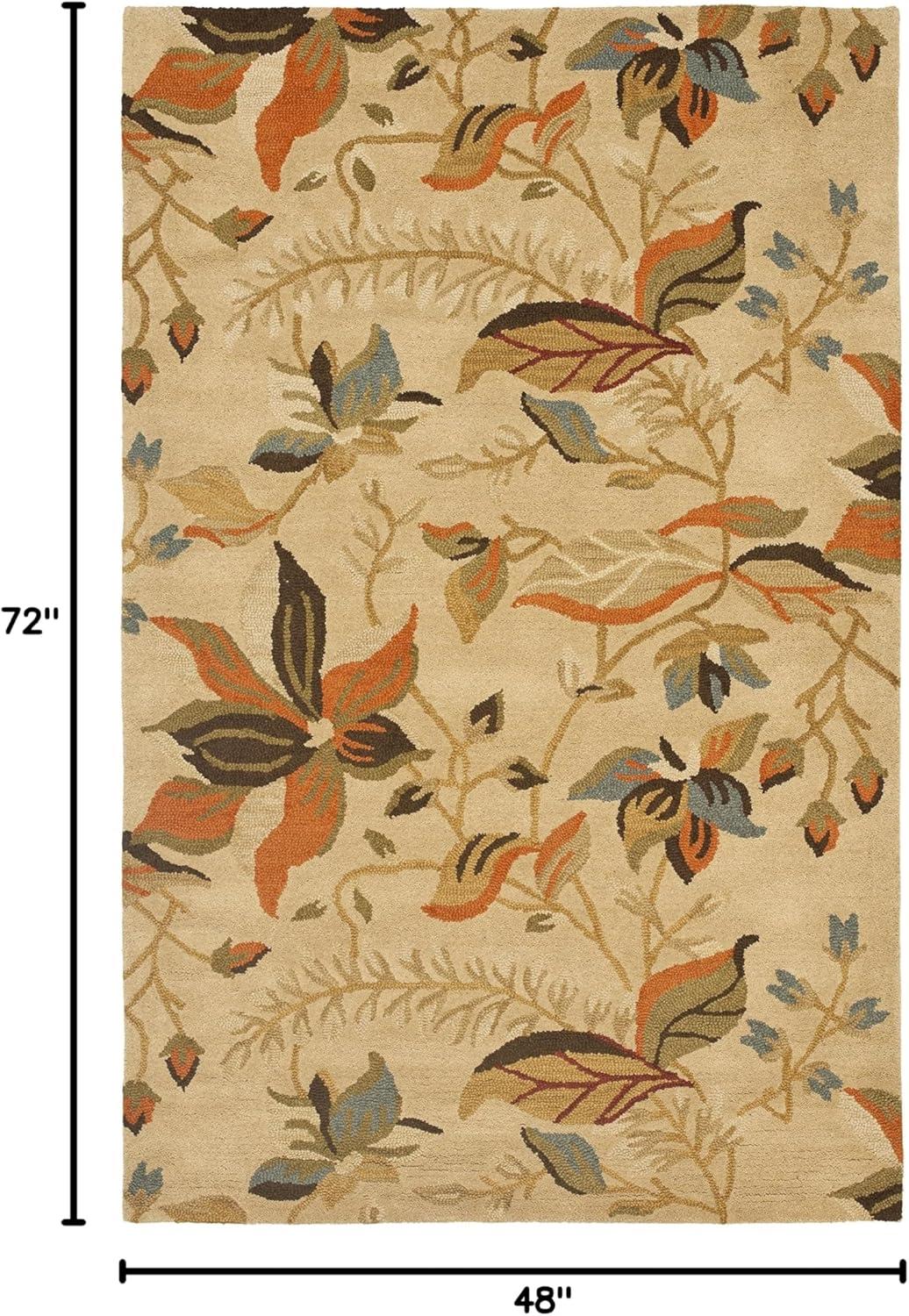 SAFAVIEH Blossom Evelyn Floral Flowers Wool Area Rug, Beige/Multi, 4' x 6'