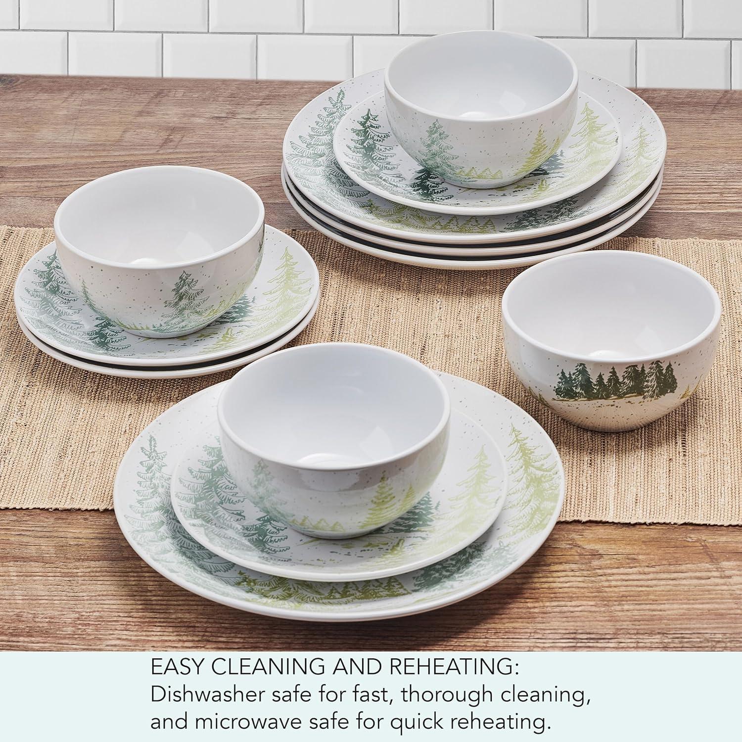 Pfaltzgraff Tranquil Trails 12 Piece Stoneware Dinnerware Set White