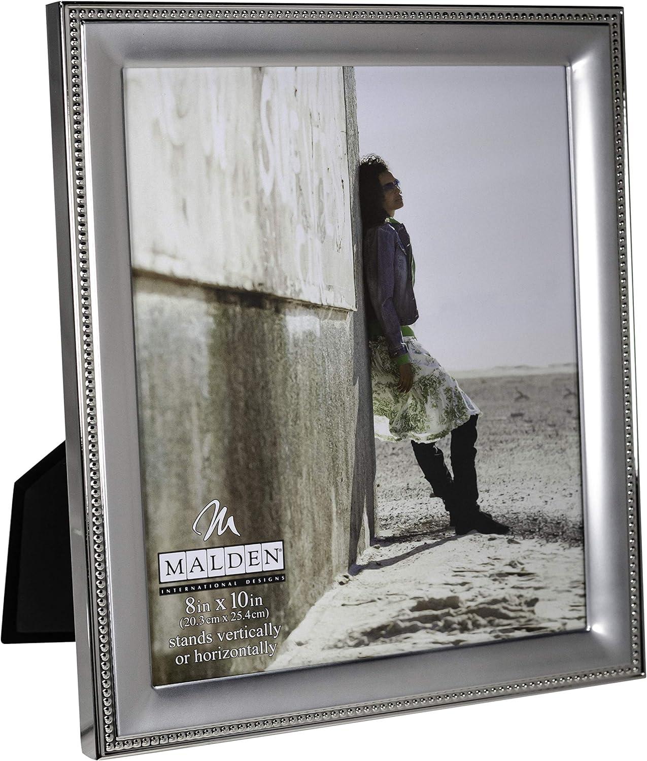 Elegant Classic Silver Beaded 8x10 Picture Frame