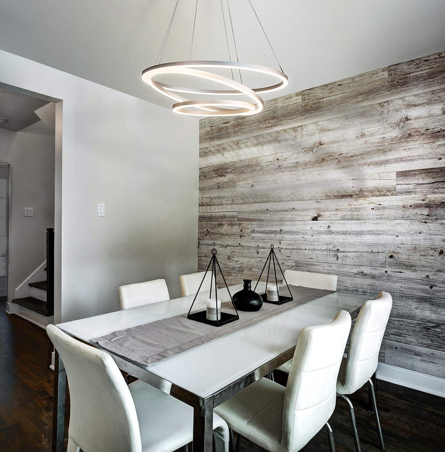 VONN Lighting Tania Trio 32-in Integrated LED Ring Pendant Height Adjustable ETL Certified Circular Chandelier