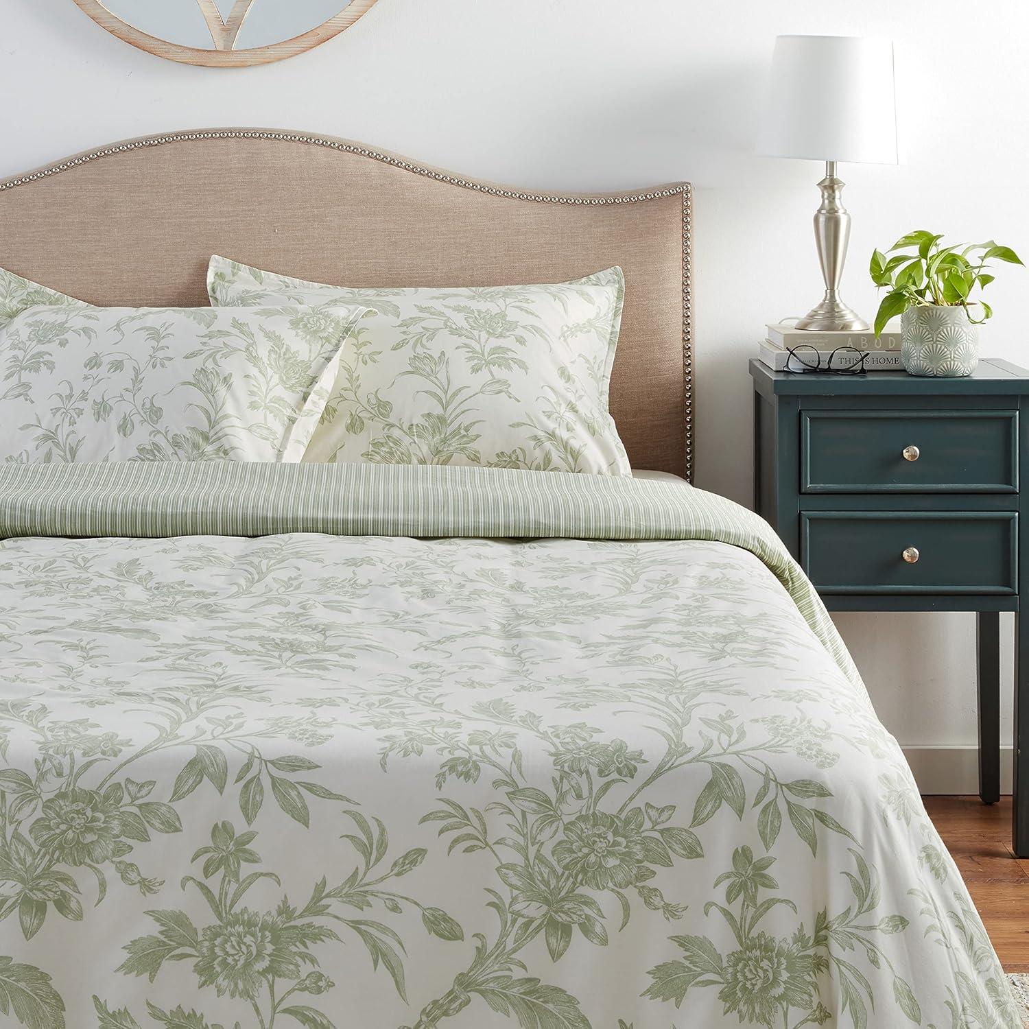 Laura Ashley Natalie Green Cotton Duvet Cover Set