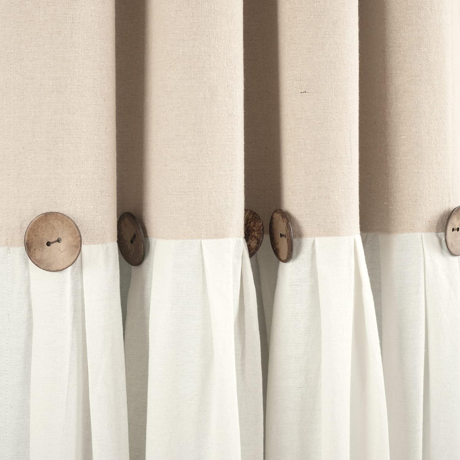 Linen Button 100% Lined Blackout Window Curtain Panel Linen Single 40X84