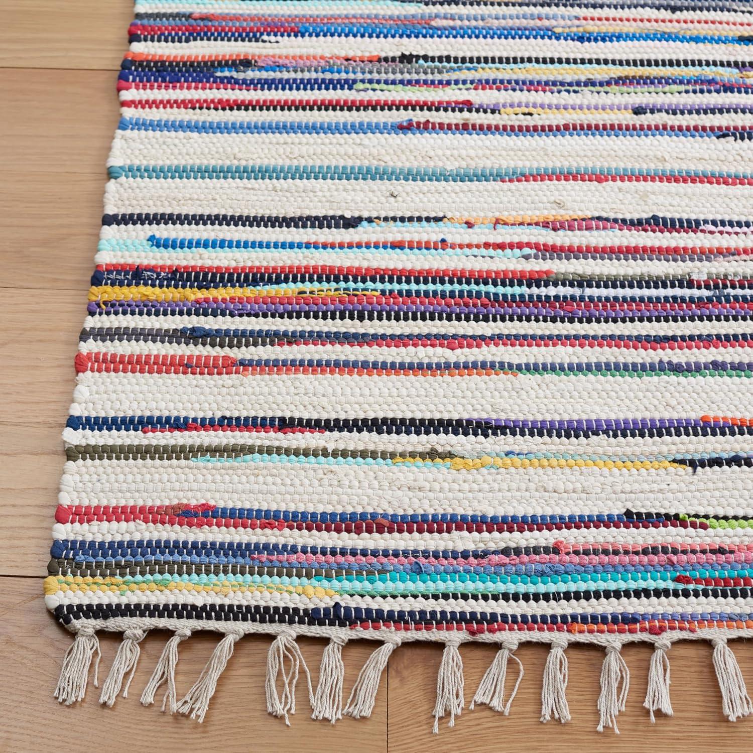 Rag Rug RAR126 Hand Woven Indoor Accent Rug - Ivory/Multi - 2'x3' - Safavieh.