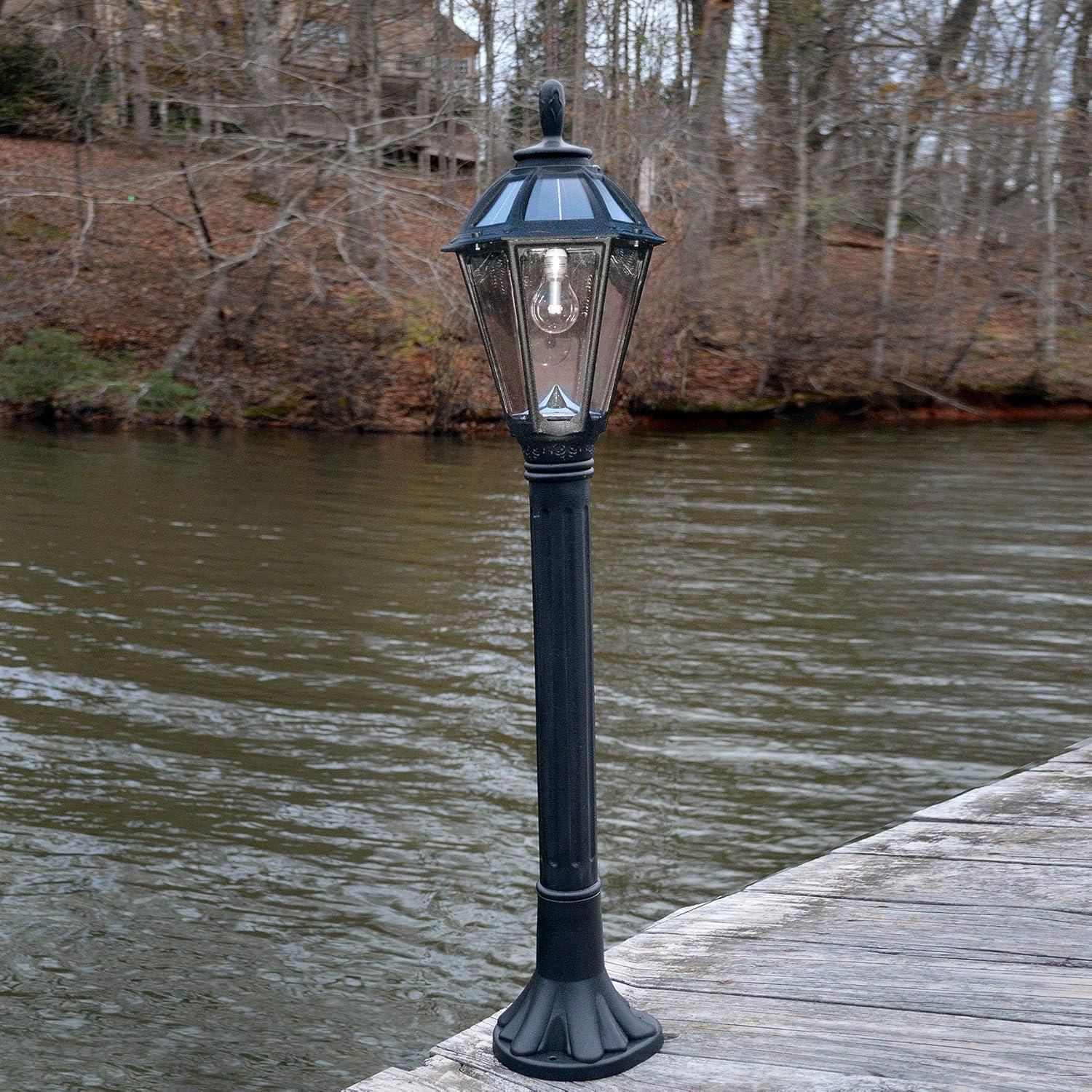 Polaris Black Resin Solar Pathway Light with LED Bulb