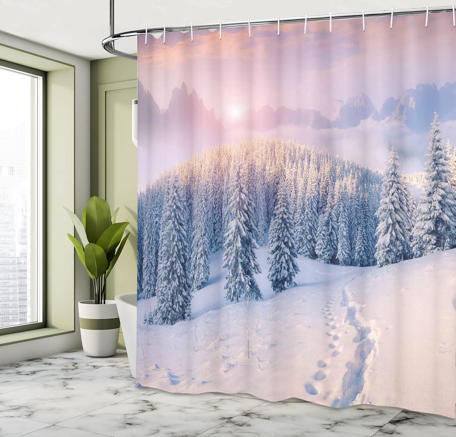 Ambesonne Pink Shower Curtain, Motifs Folk Border, 69"Wx70"L, Multicolor