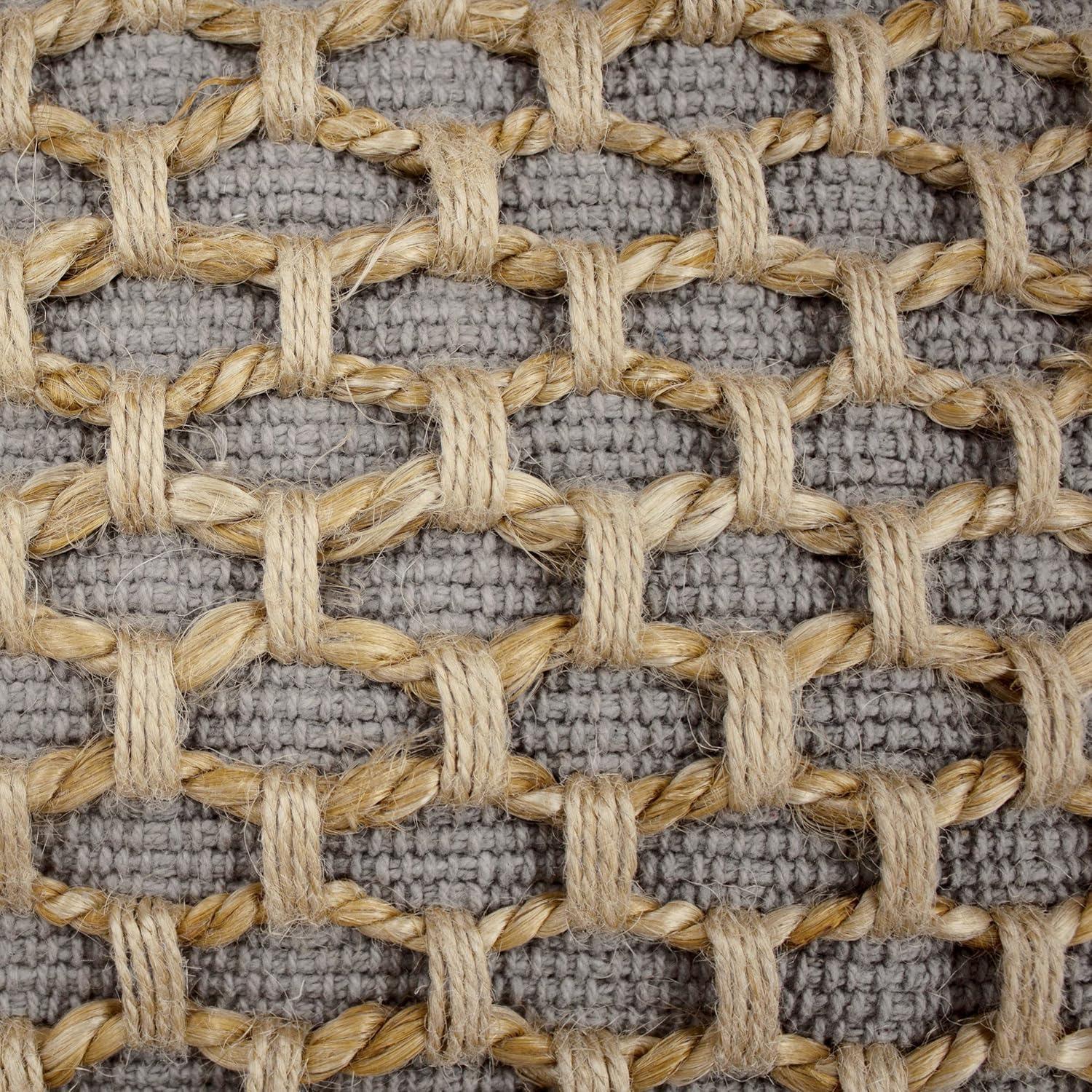 Coastal Brown and Gray Jute Accent Pillow with Rope Trim