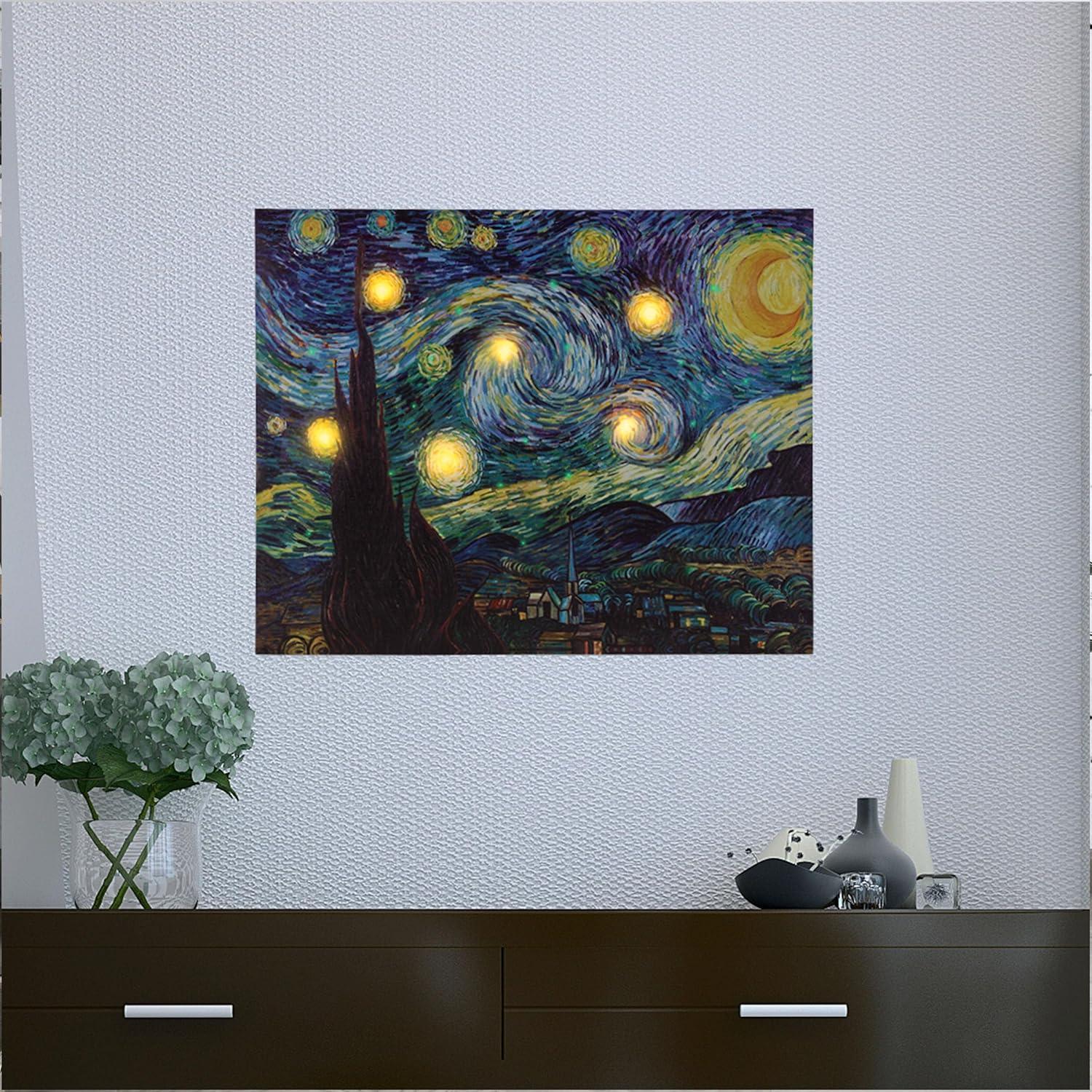 Lavish Home Van Gogh Art Décor Set – 16x20 Canvas Print and LED Candle