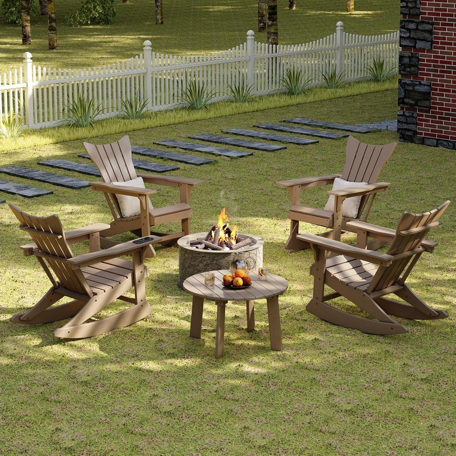 White Round Plastic Outdoor Adirondack Side Table