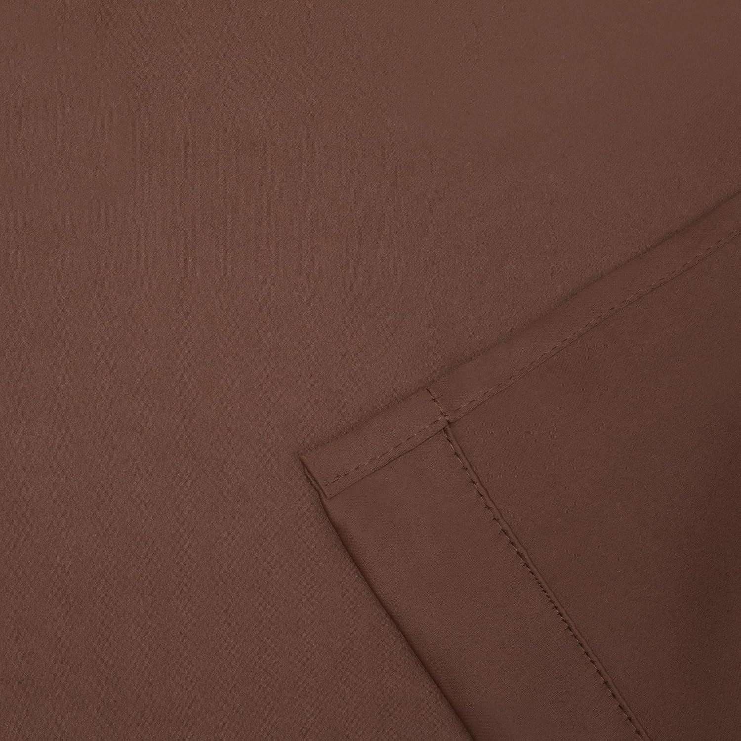 Classic Modern Solid Room Darkening Semi-Blackout Curtains, Grommets, Set of 2, 52"x84", Cappuccino - Blue Nile Mills