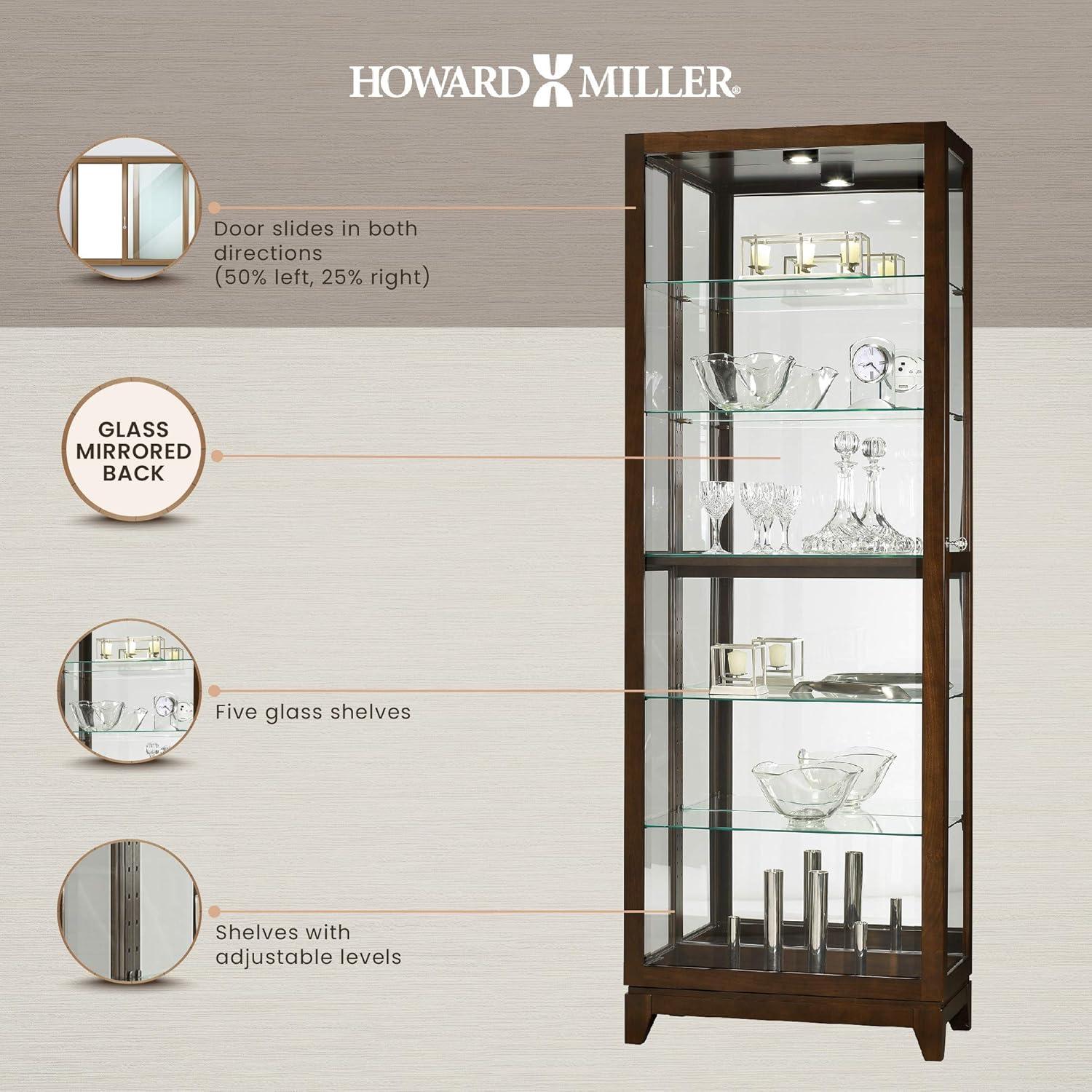 Espresso Lighted Glass Curio Cabinet with Adjustable Shelves