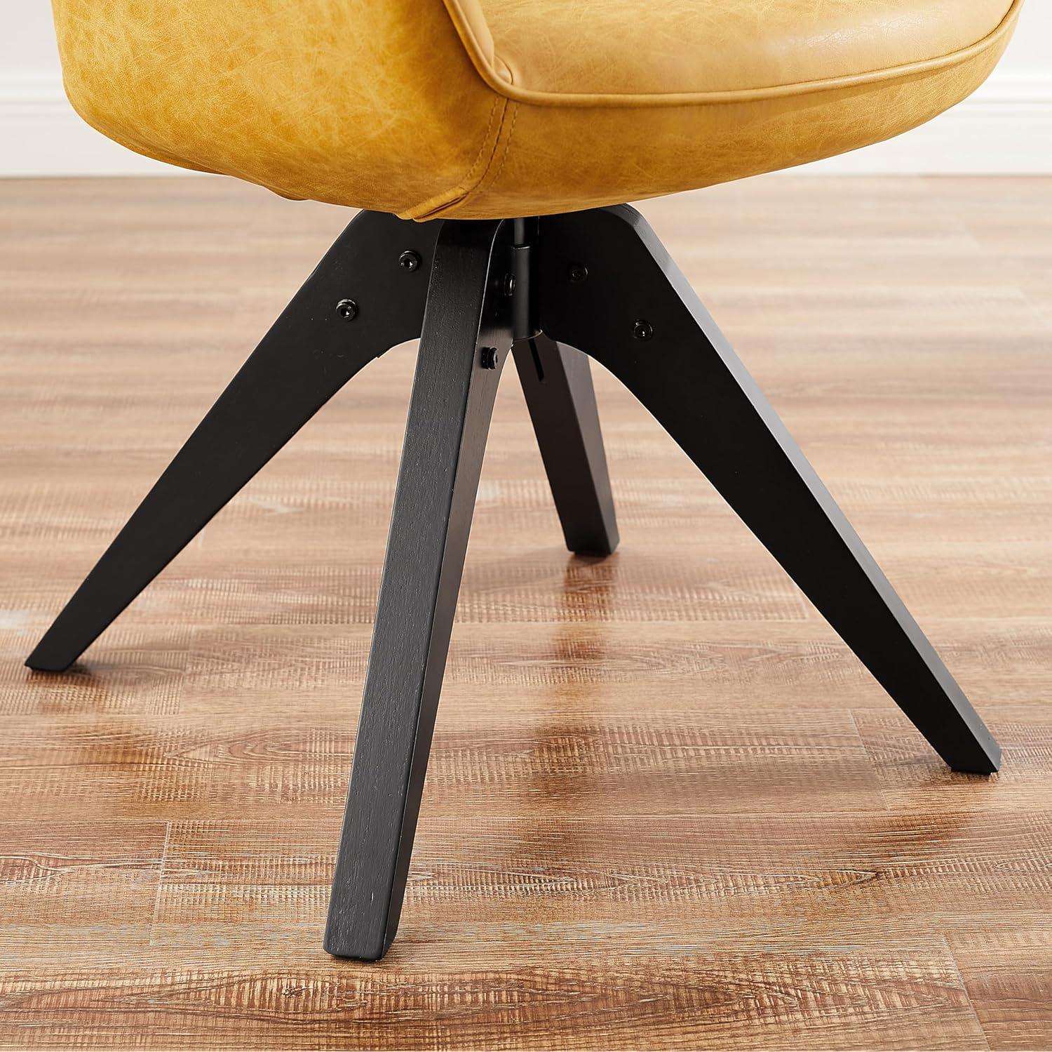 Art Leon Modern Swivel Fabric Accent Desk Chair with Beech Wood Legs, Yellow