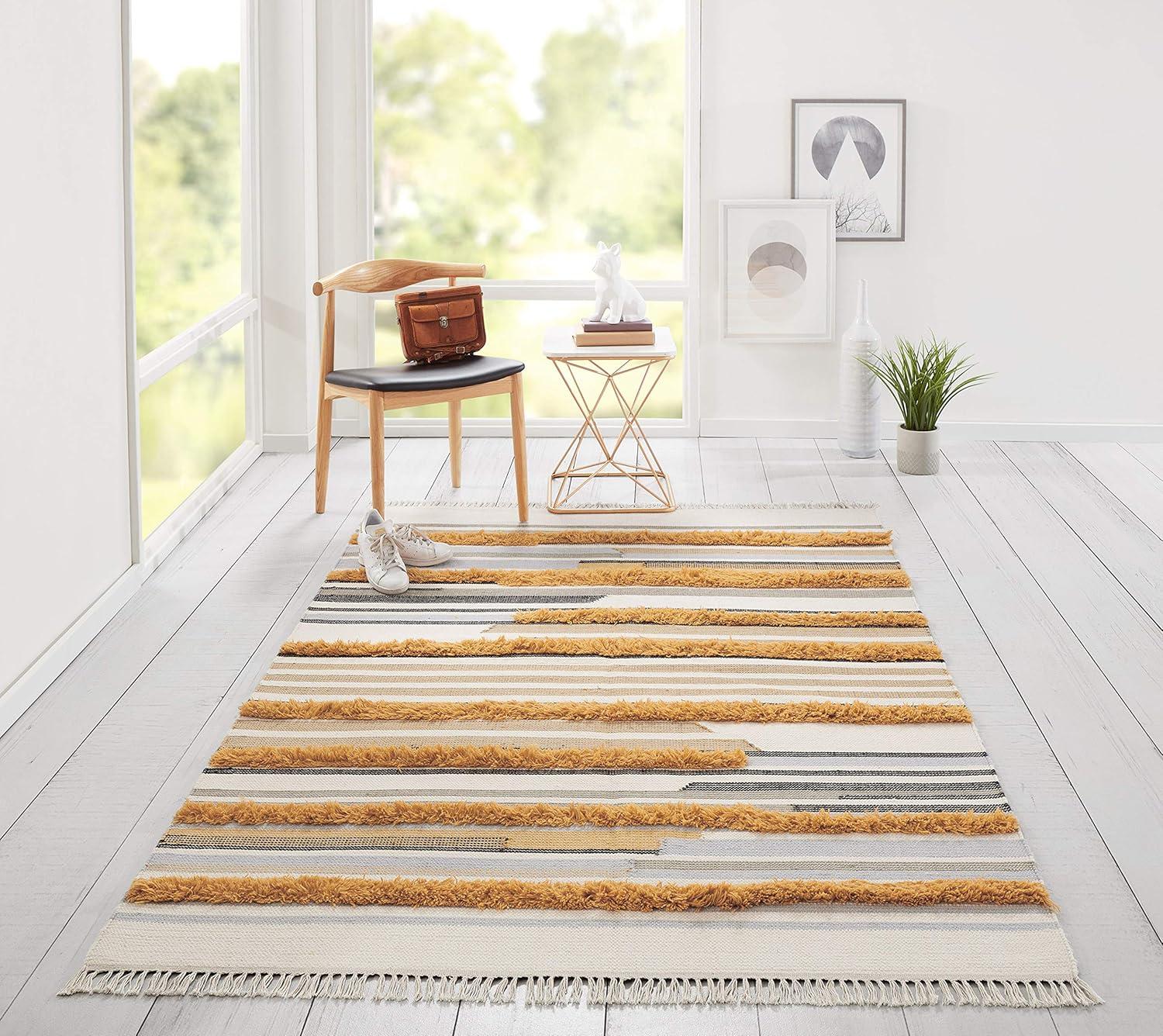 Novogratz by Momeni Indio Feliz Wool Hand Made Mustard Area Rug 3' X 5'