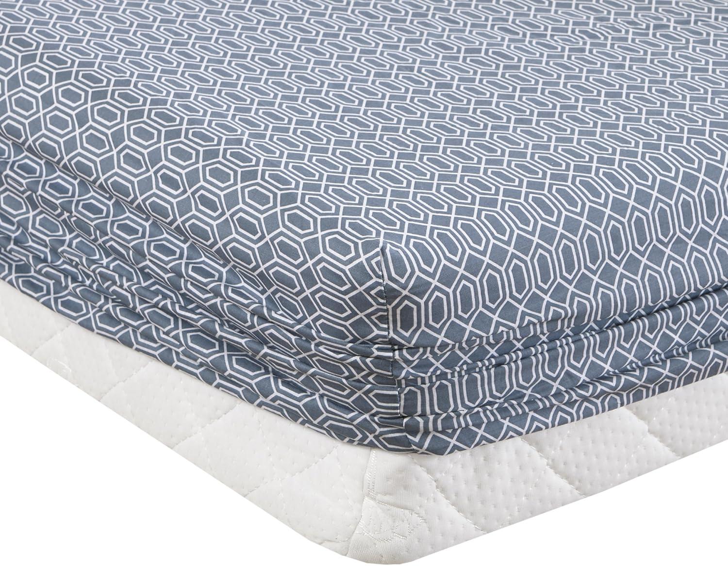 Twin Blue Geometric Cotton Percale Sheet Set