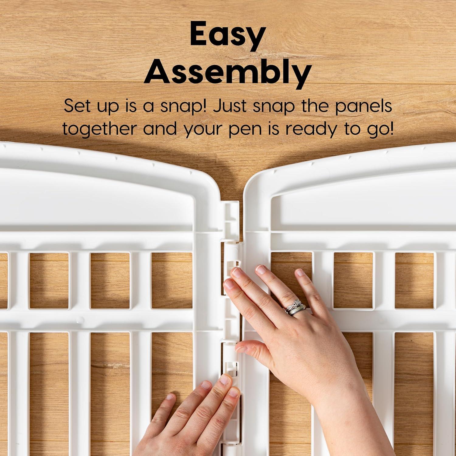 IRIS USA 4 Panel 24H inch Foldable Exercise Enclosure Plastic Pet Playpen with Door, White