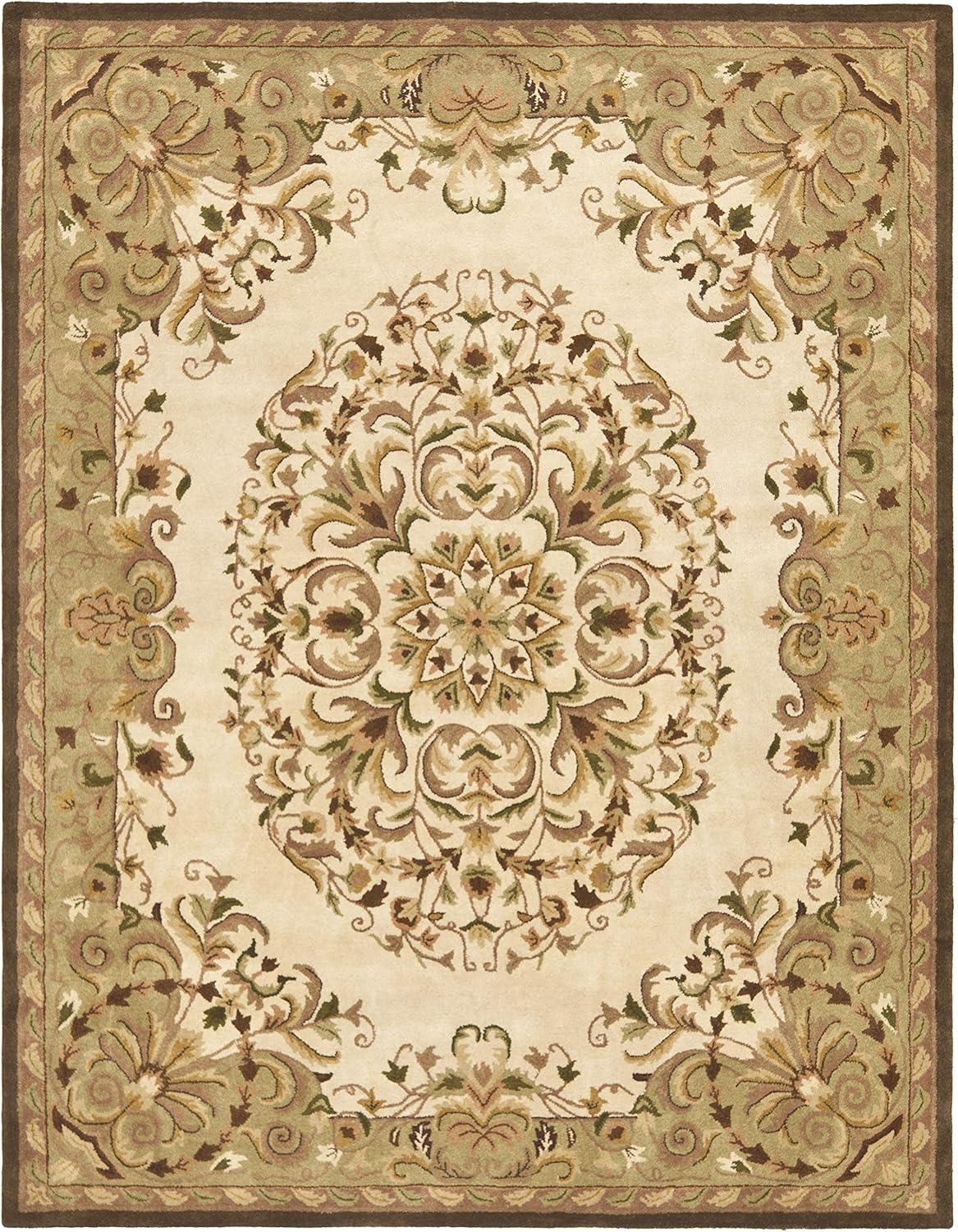 SAFAVIEH Heritage Cleves Traditional Wool Area Rug, Beige/Green, 5' x 8'