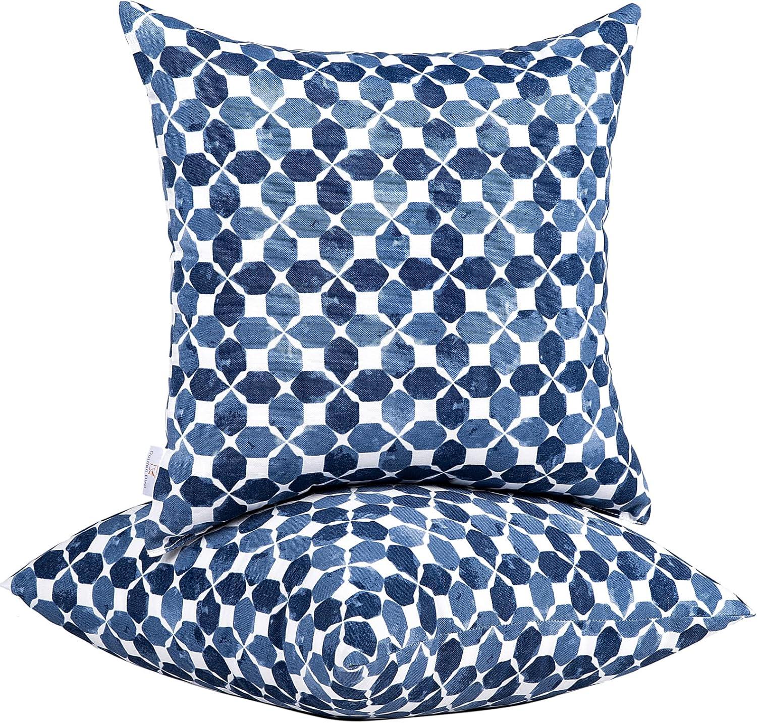 Blue Geometric Pattern Square Outdoor Cushion Set