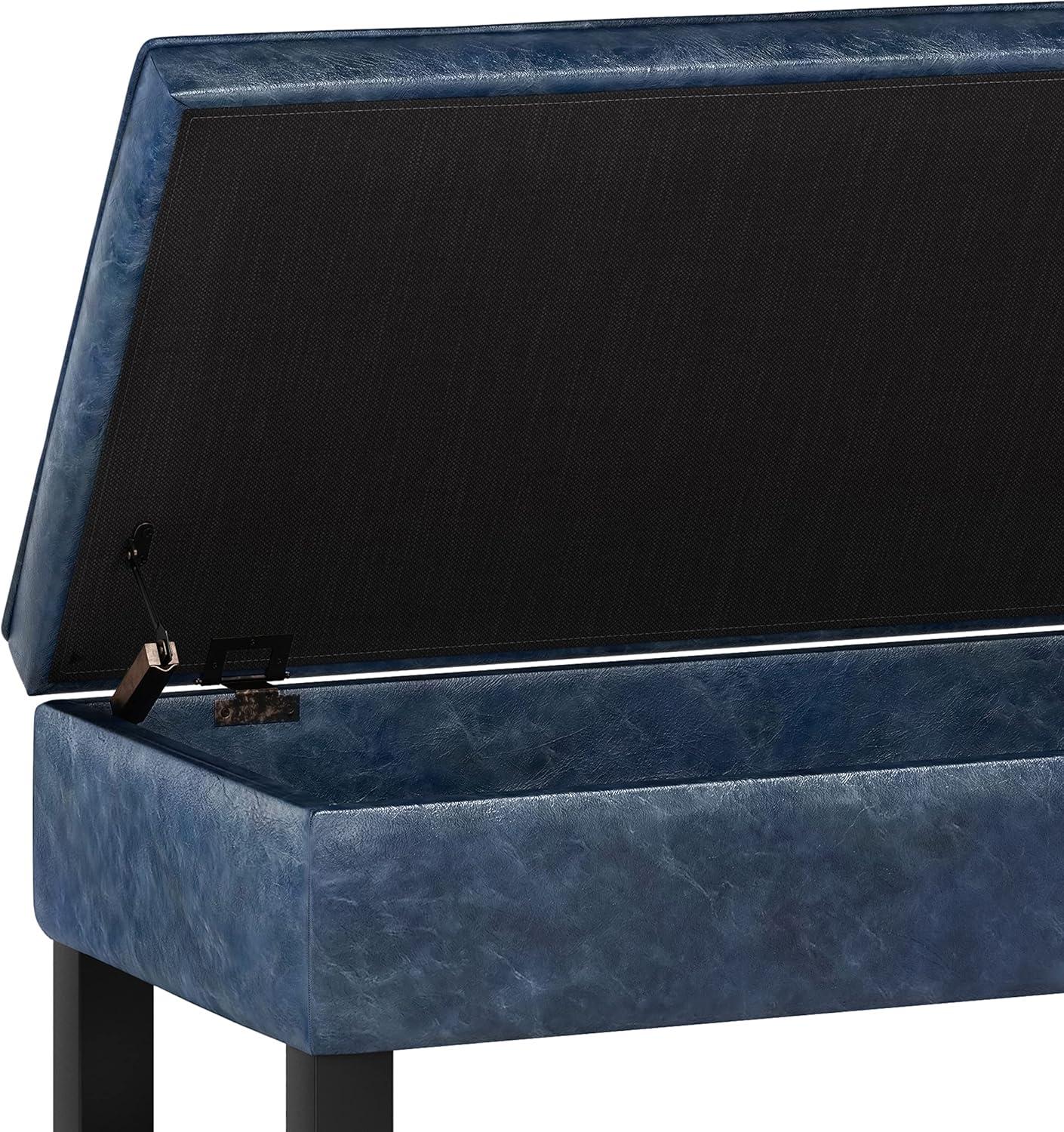 Simpli Home Cosmopolitan 44"W Transitional Tufted Storage Ottoman Bench with Lift Top
