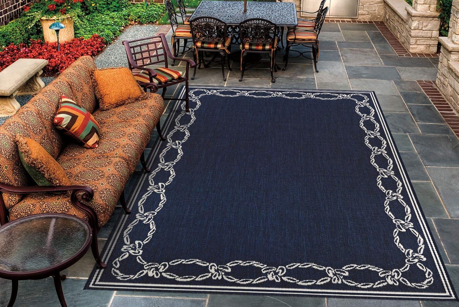 Indigo and Ivory Rope Knot Flat Woven Runner Rug 2'3" x 7'10"