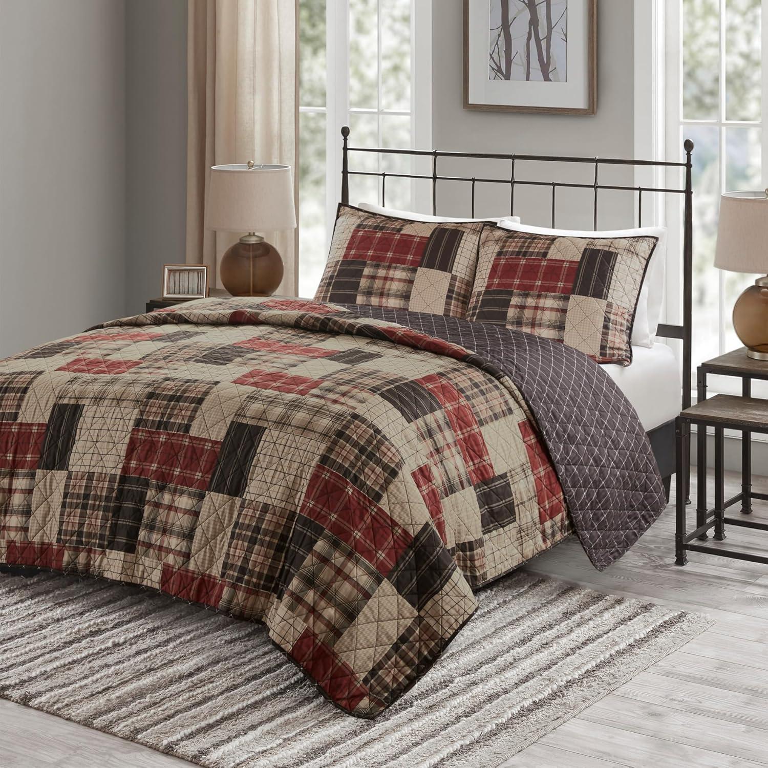 Madison Park Timber 3 Piece Reversible Printed Quilt Set
