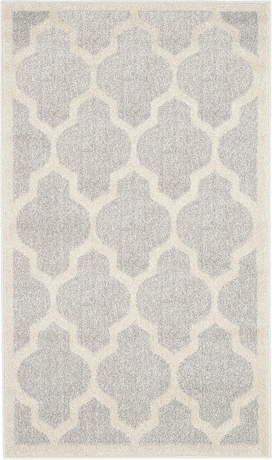 Reversible Geometric Beige & Light Grey Wool-Cotton Blend Rug 2'6" x 4'