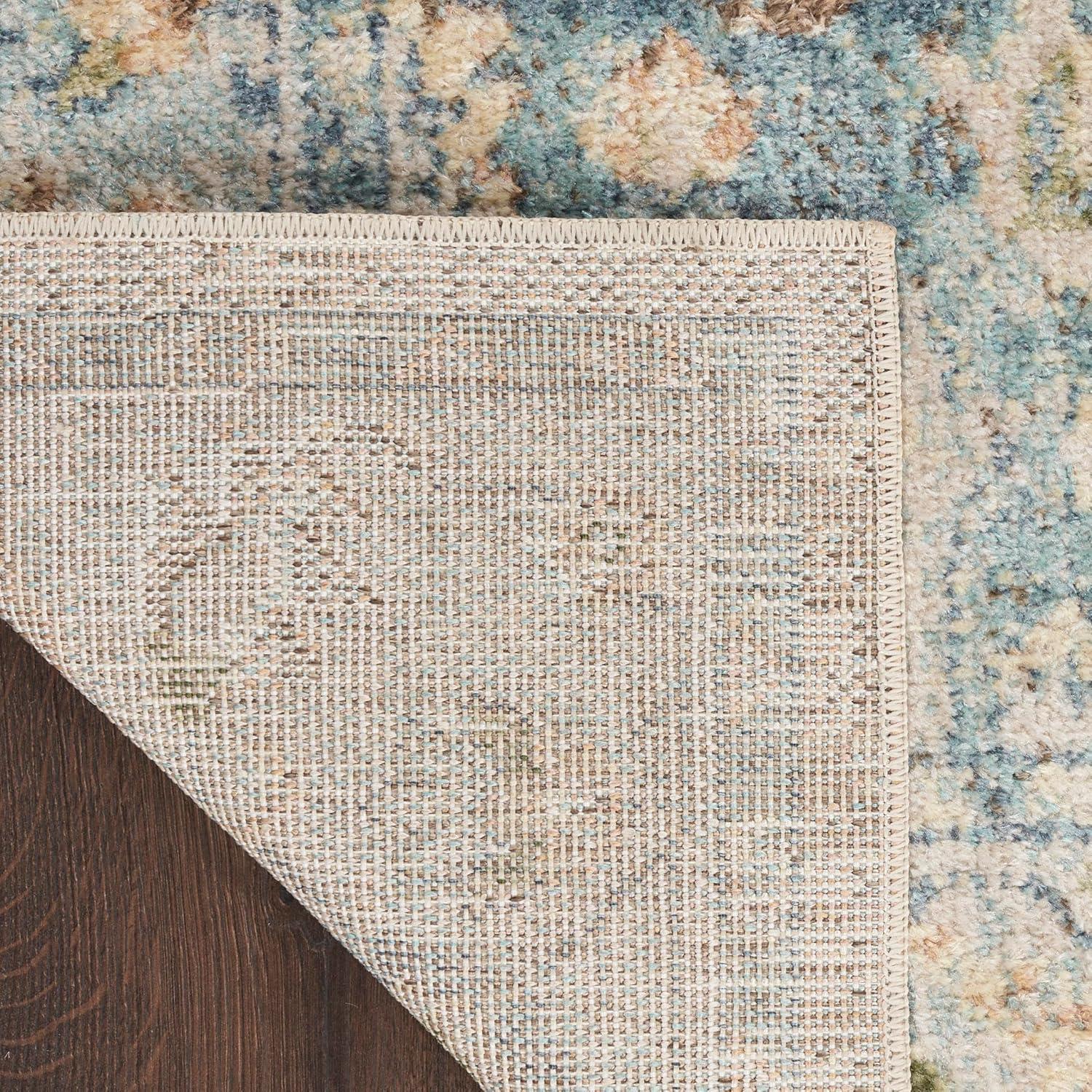 Nourison Astra Machine Washable Vintage Medallion Indoor Rug Beige Blue 4' x 6'