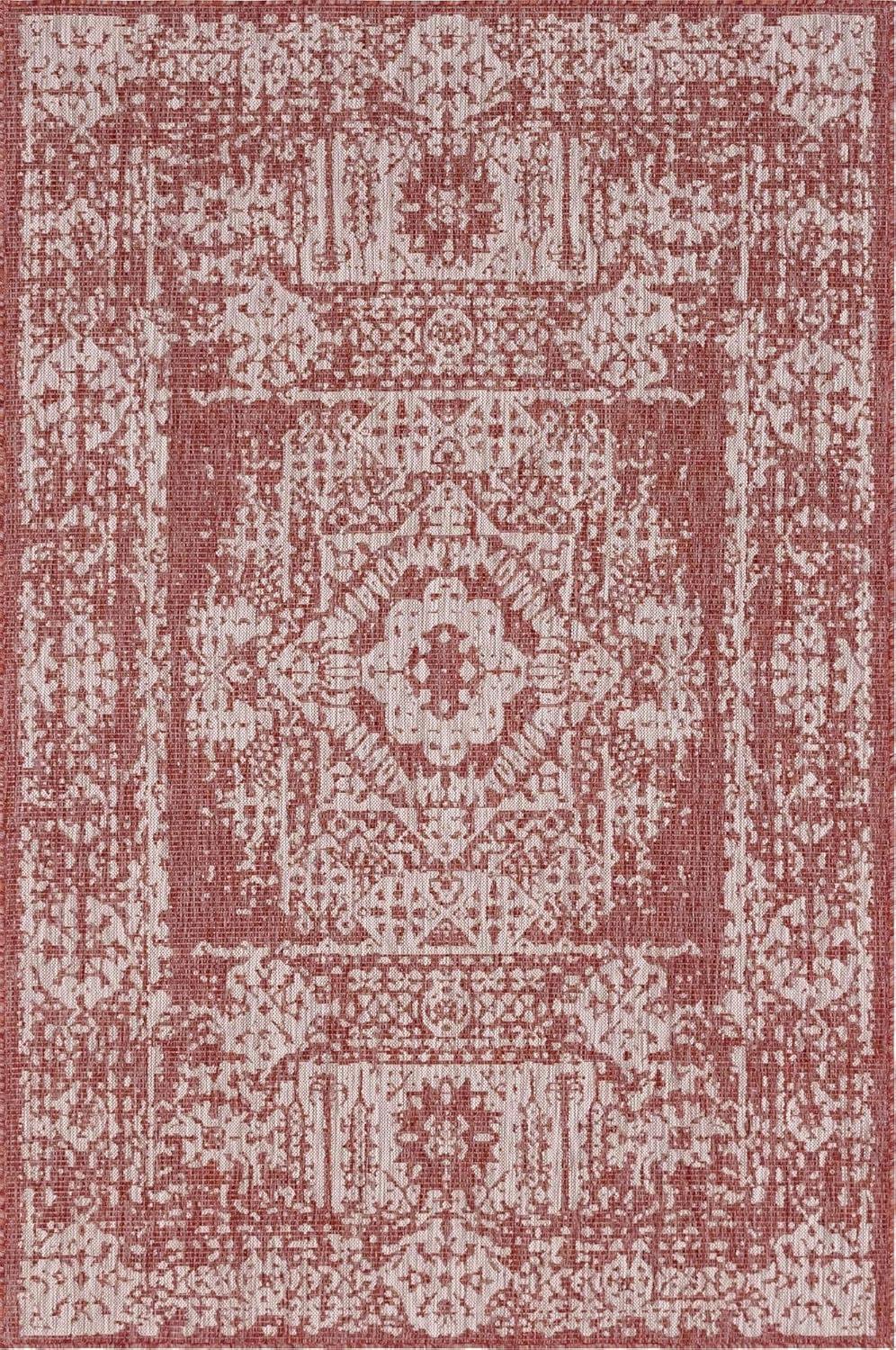 Unique Loom Outdoor Traditional Timeworn Geometric Woven Area Rug