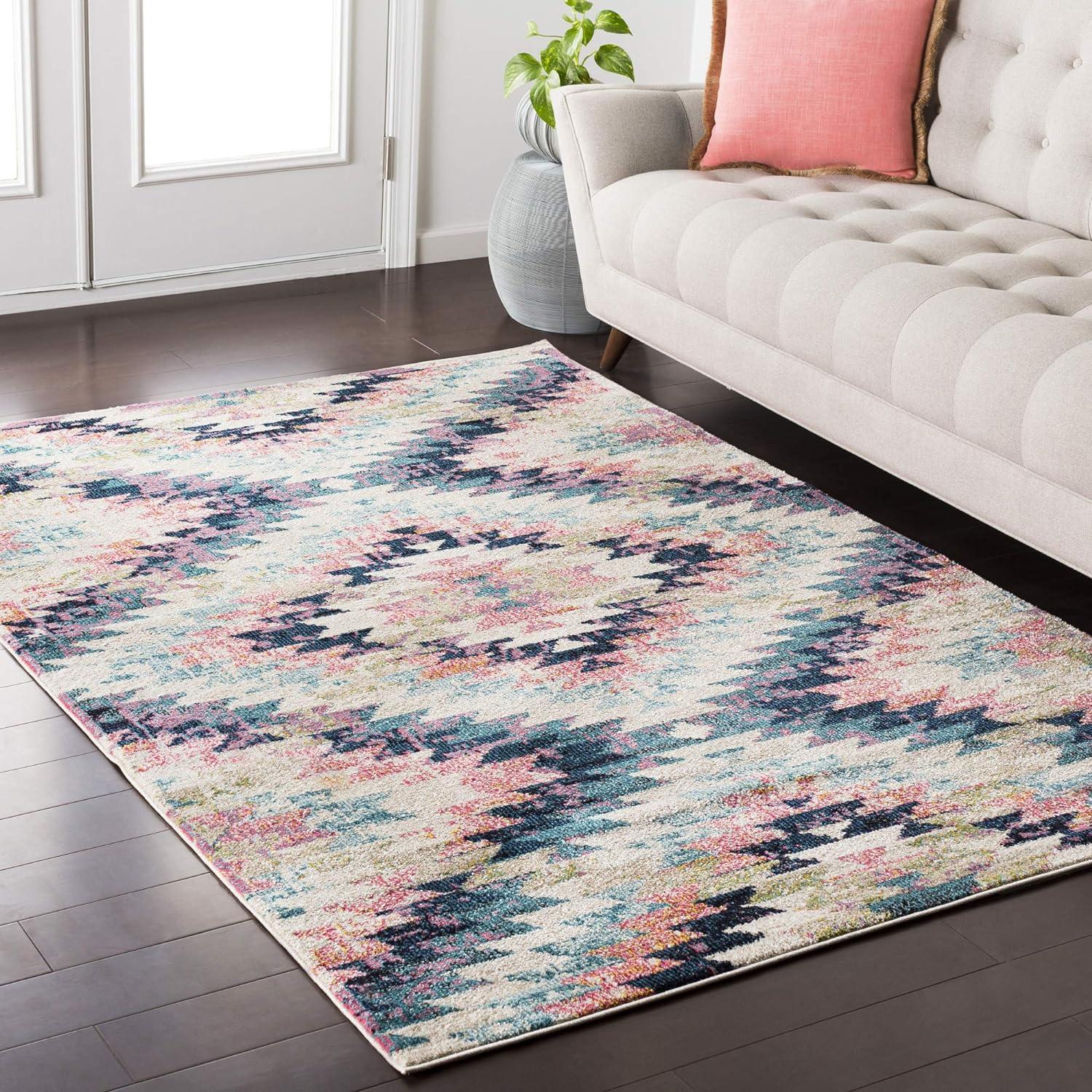 Handmade Reversible Blue Synthetic Rectangular Area Rug