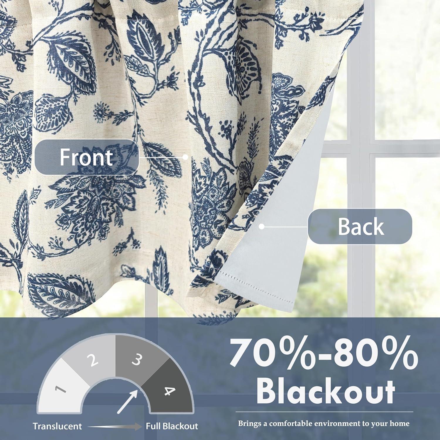 DriftAway Freda Jacobean Floral Linen Blend Blackout Thermal Insulated Energy Saving Privacy Window Curtain Valance Rod Pocket 2 Layers Single 52 Inch by 18 Inch plus 2 Inch Header vy Beige