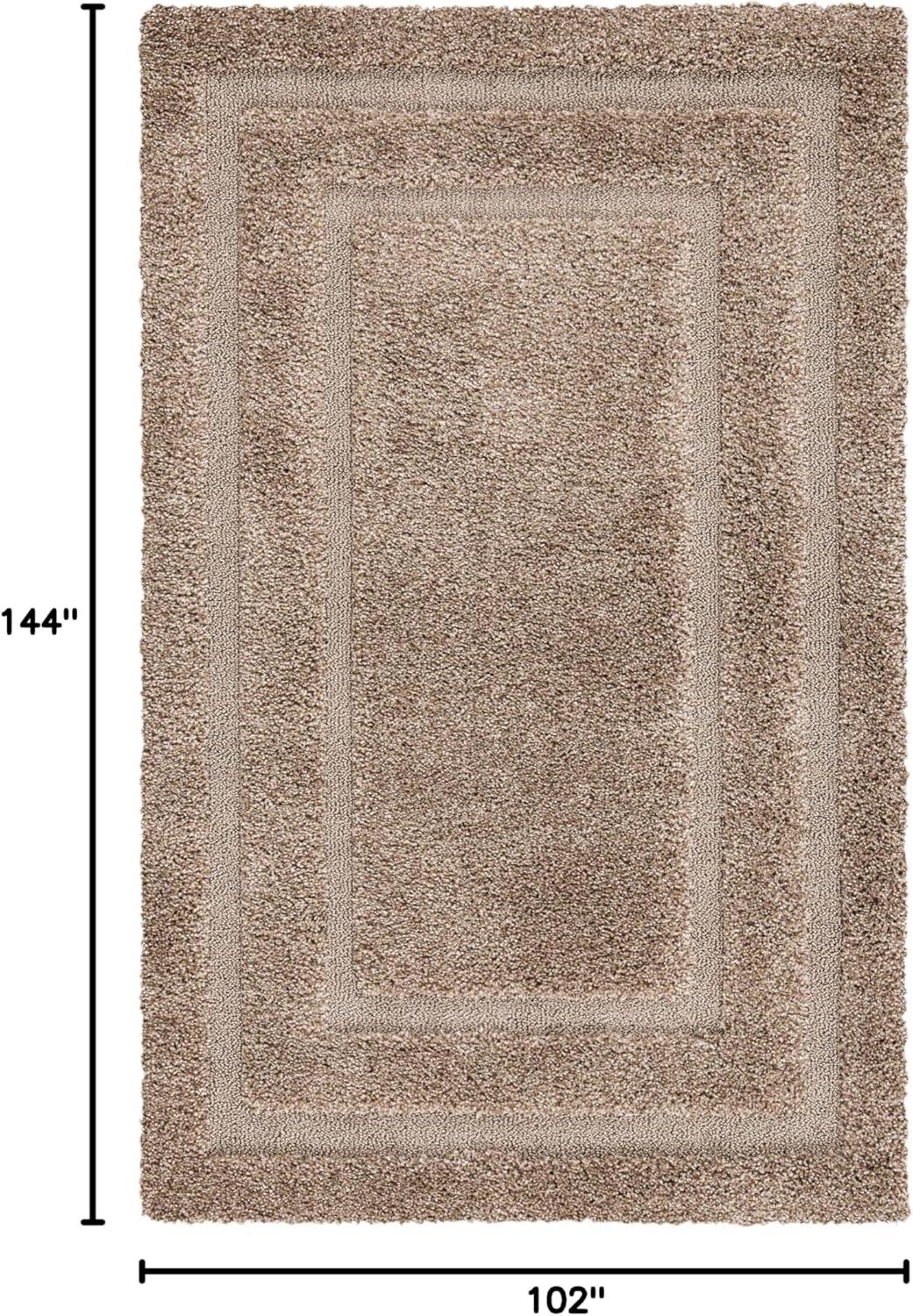 SAFAVIEH Florida Mason Bordered Shag Area Rug, Beige, 8'6" x 12'