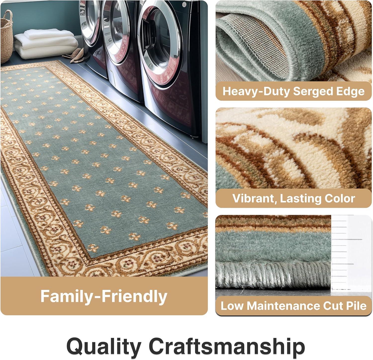 Well Woven Barclay Collection Fleur de Lis Light Blue 7'10" x 9'10" Area Rug - for Living Room, Bedroom, and Dining Room