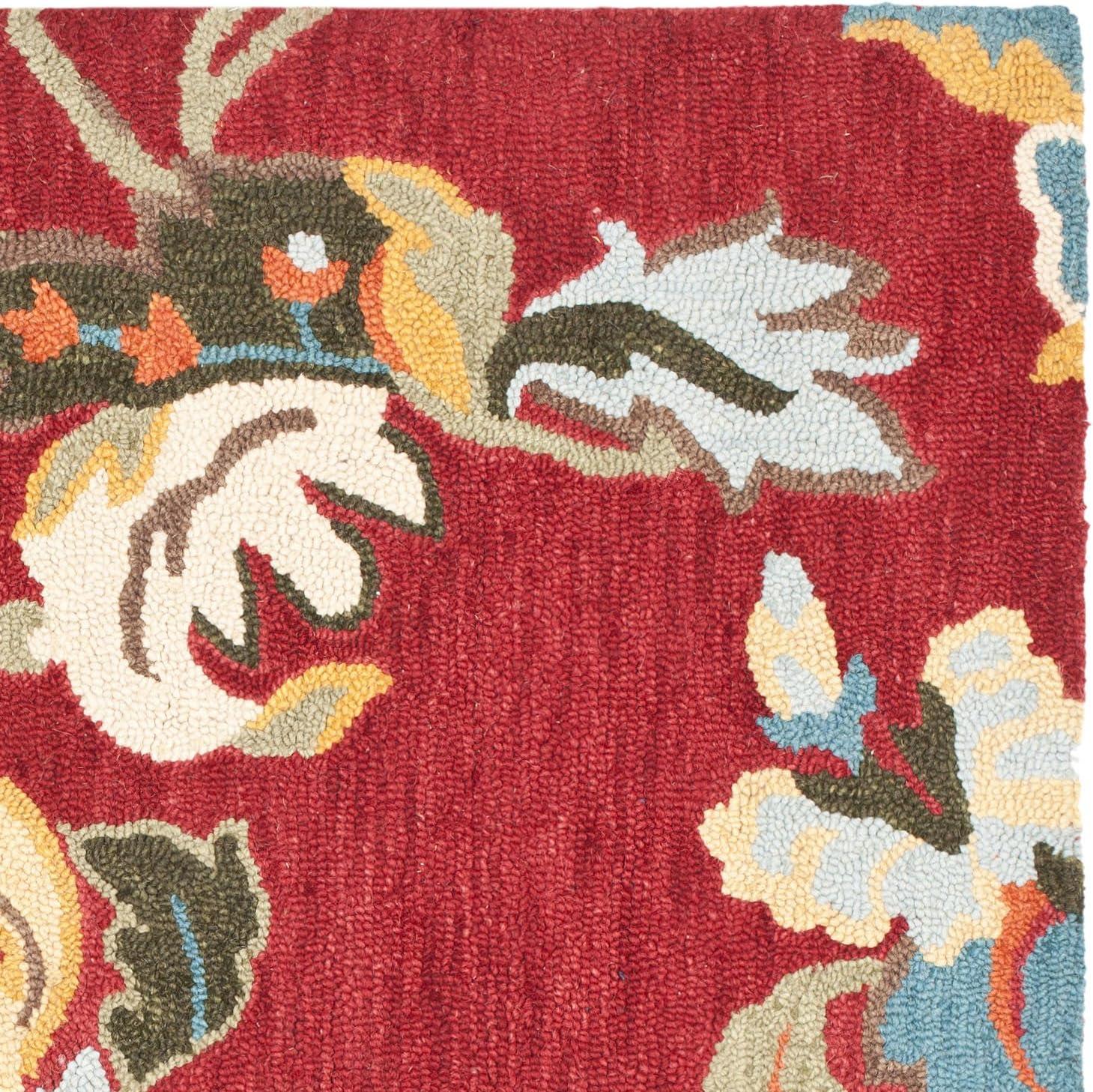 Blossom BLM672 Hand Hooked Area Rug - Red/Multi - 6'x6' - Safavieh.