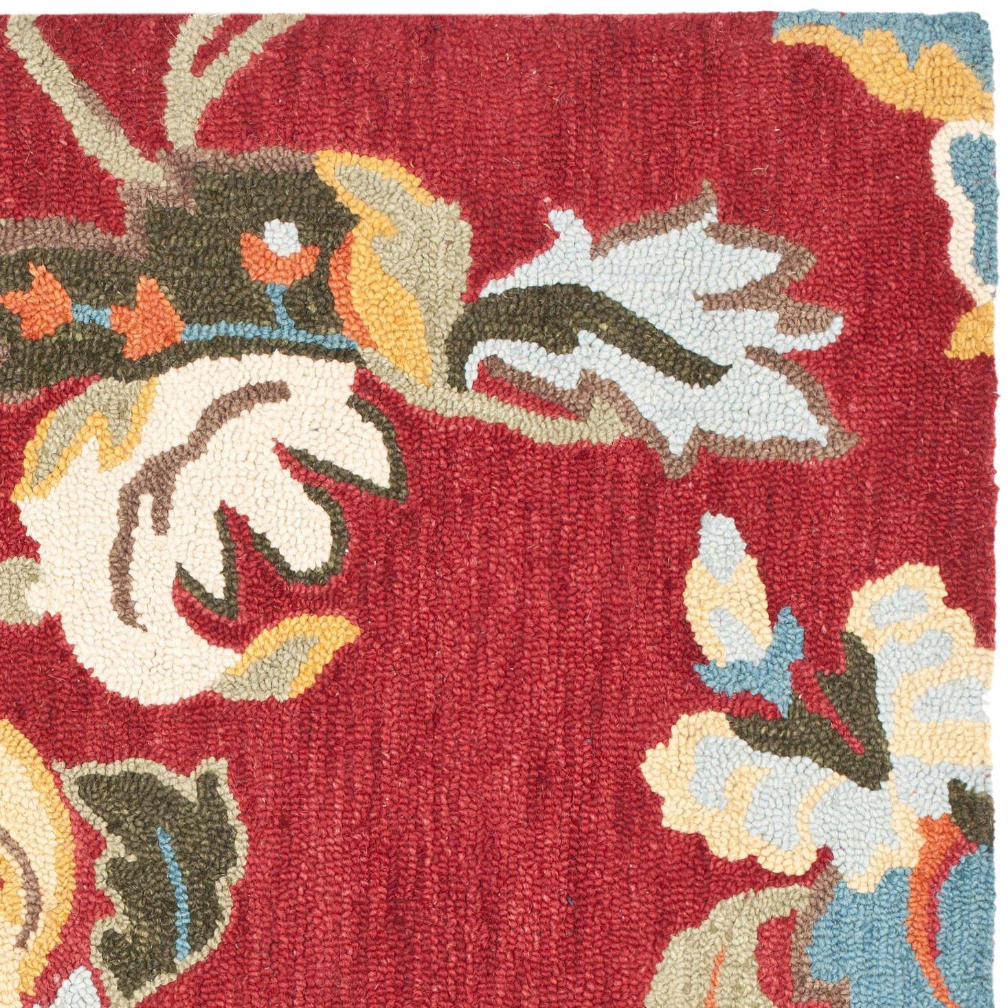 Blossom BLM672 Hand Hooked Area Rug - Red/Multi - 6'x6' - Safavieh.