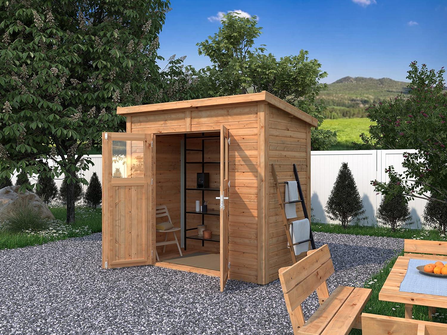 Medium Brown Nordic Spruce Lean-To Shed Kit with Windows