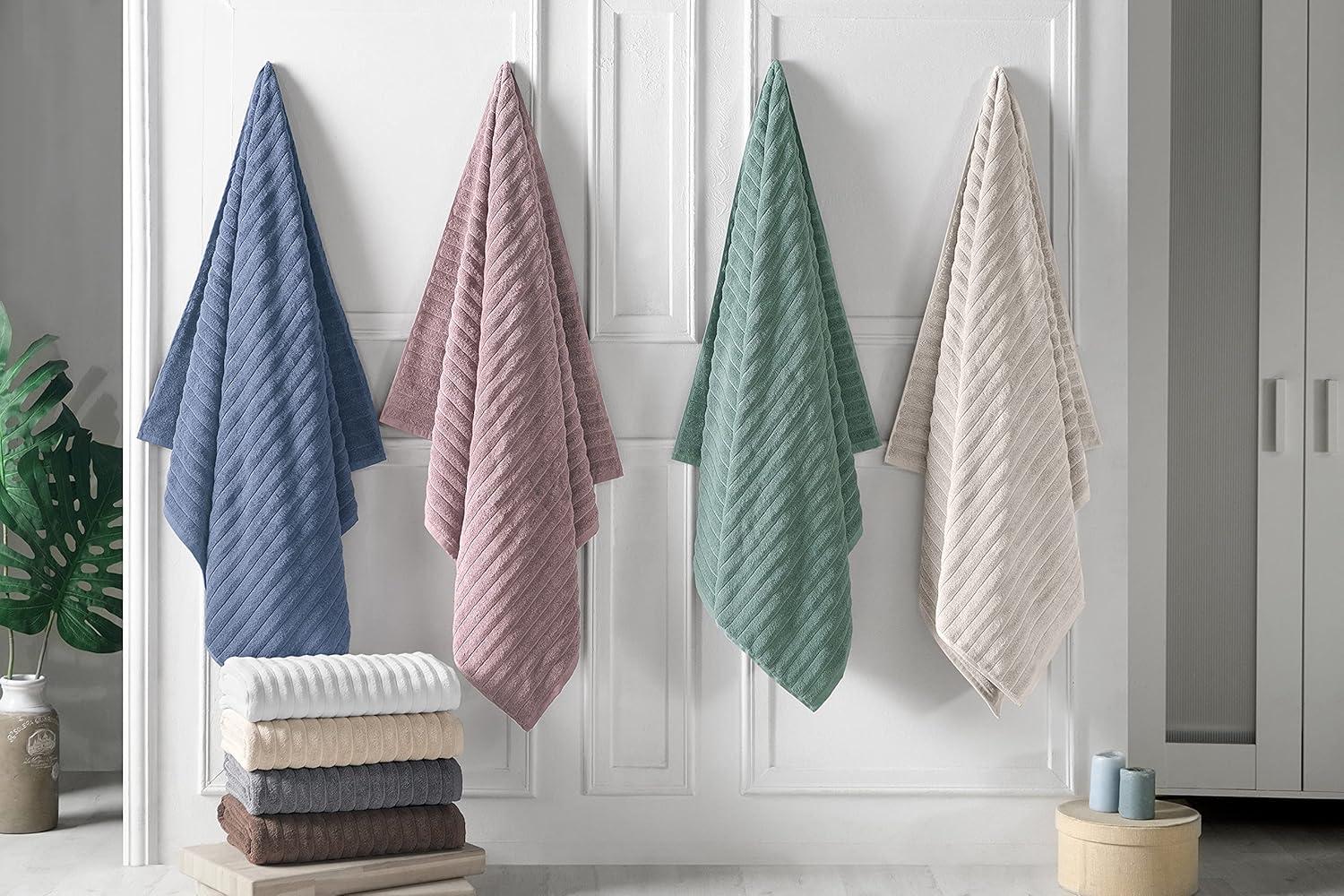 Cotton Ribbed Bath Sheet Towel Set of 3 - 40X67