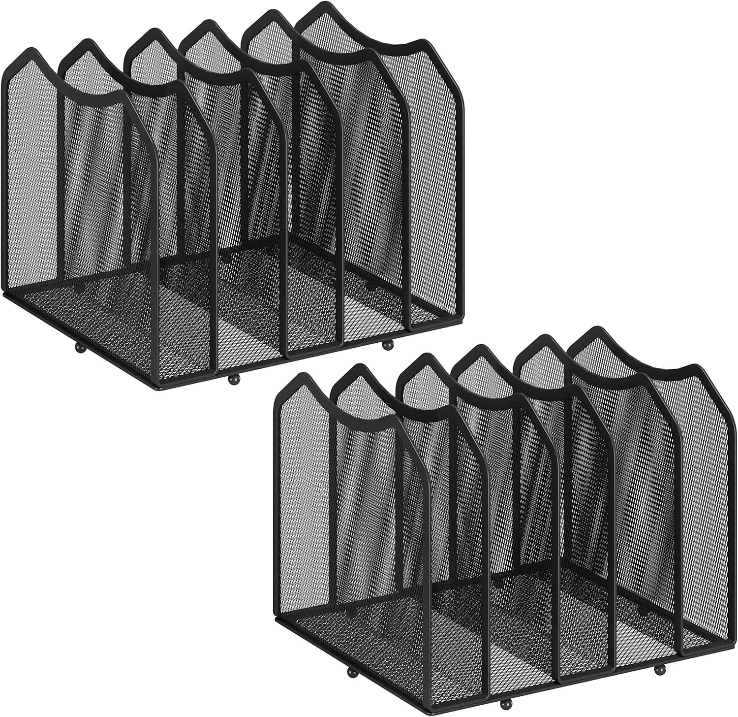 Latitude Run® Black 2 Pack - 5-Section Mesh Desktop File Sorters for Home & Office